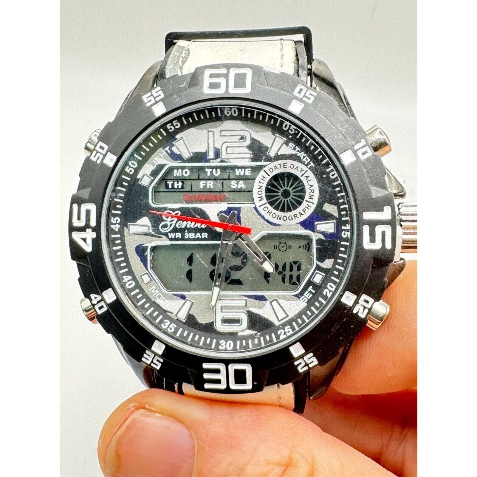 The Unbranded Brand Rare GENOA Japanese Electronic Movement Black Dial Watch Size ONE SIZE - 9 Thumbnail