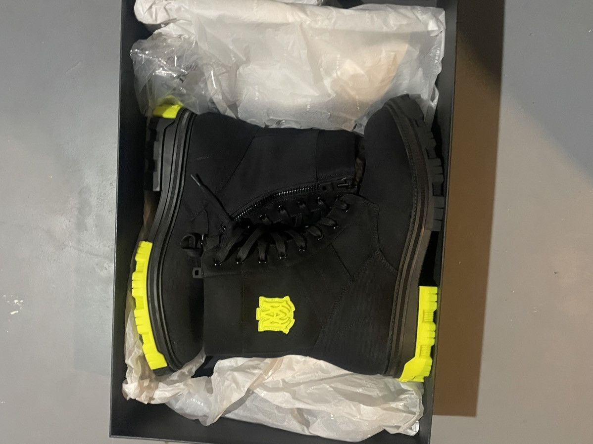 Amiri *Sample* AMIRI Black Canvas Combat Boots Neon Yellow Accents Size US 10.5 / EU 43-44 - 4 Thumbnail