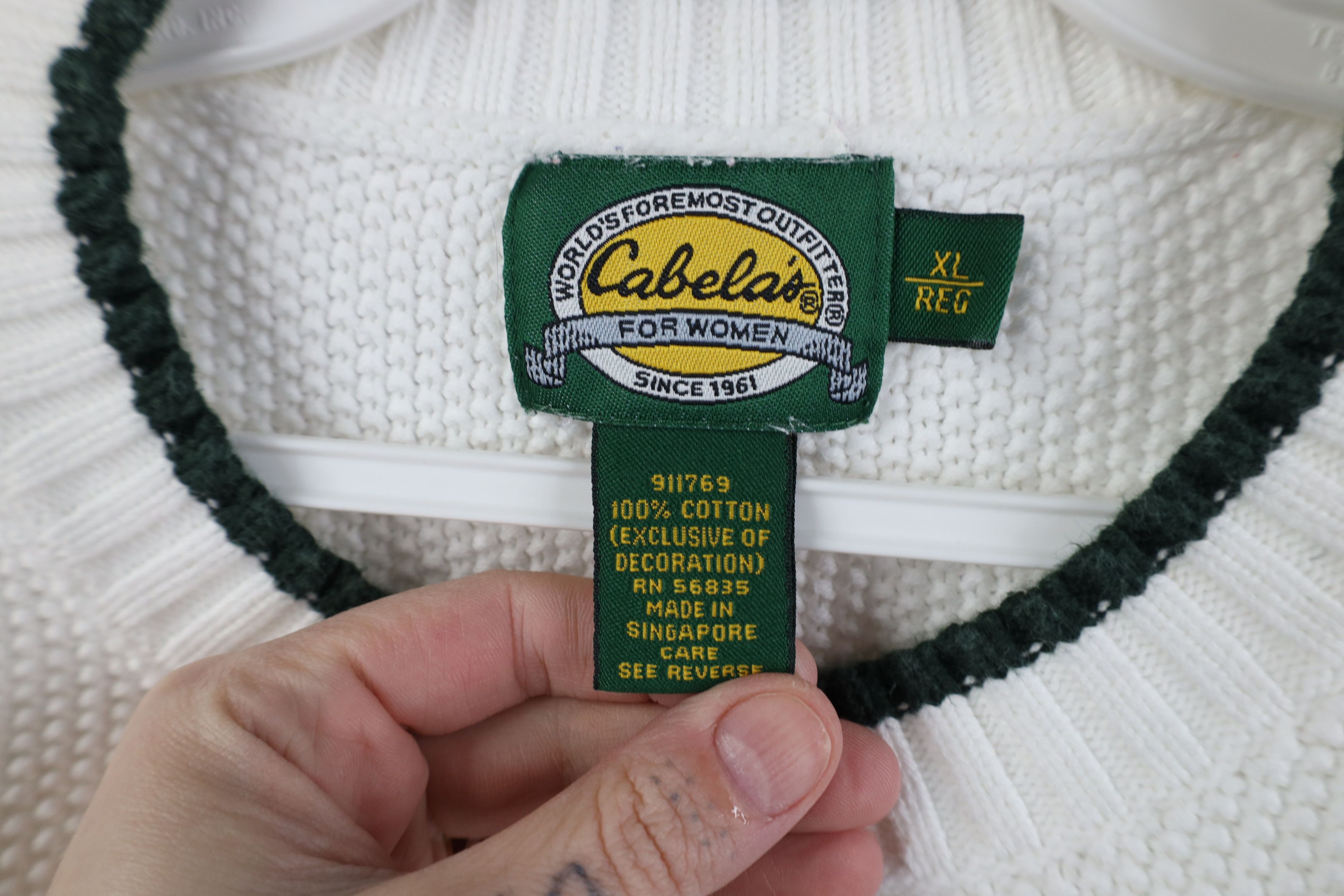 Cabelas Vintage 90s Cabelas Cotton Knit Christmas Wreath Sweater Size XL / US 12-14 / IT 48-50 - 7 Thumbnail