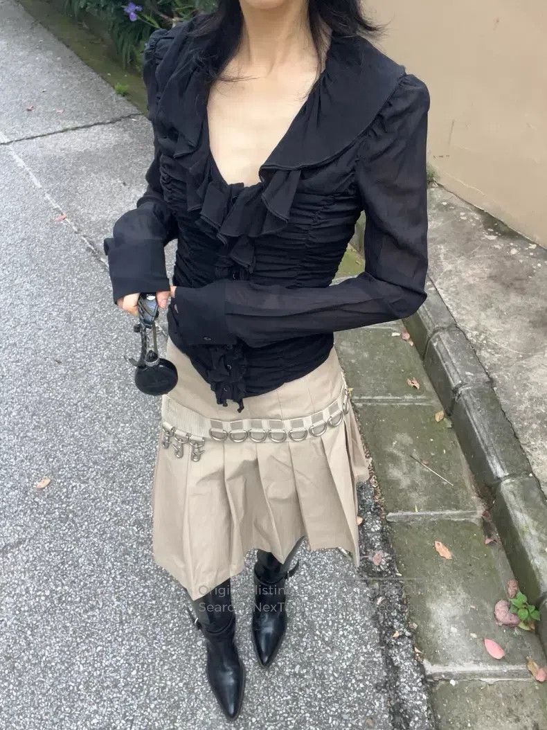 Junya Watanabe Junya Watanabe size S Khaki Pleated Skirt Size 23" - 1 Thumbnail