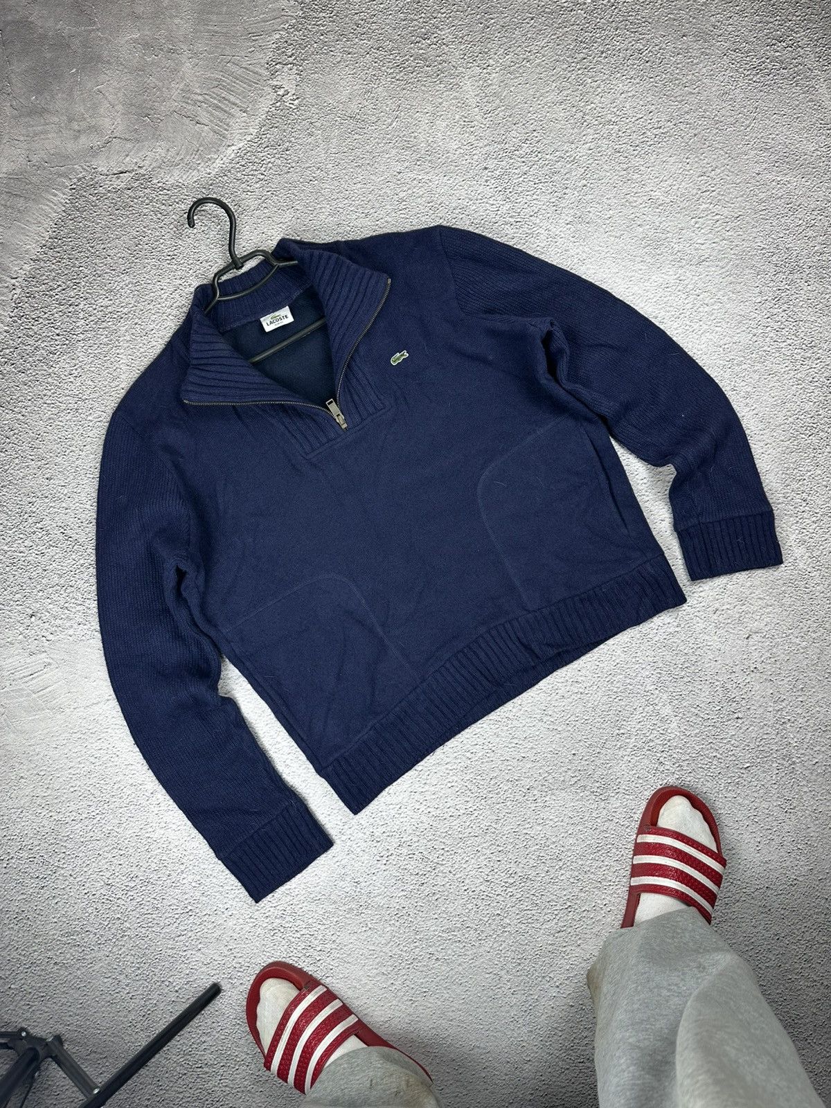 Lacoste Vintage Lacoste 1/4 Zip Wool Hoodie Knitwear Sweater Y2K Size US L / EU 52-54 / 3 - 1 Thumbnail