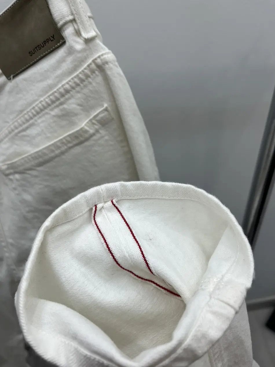 Suitsupply Suitsupply White Slim Straight Selvedge Denim Jeans Size US 32 / EU 48 - 6 Thumbnail