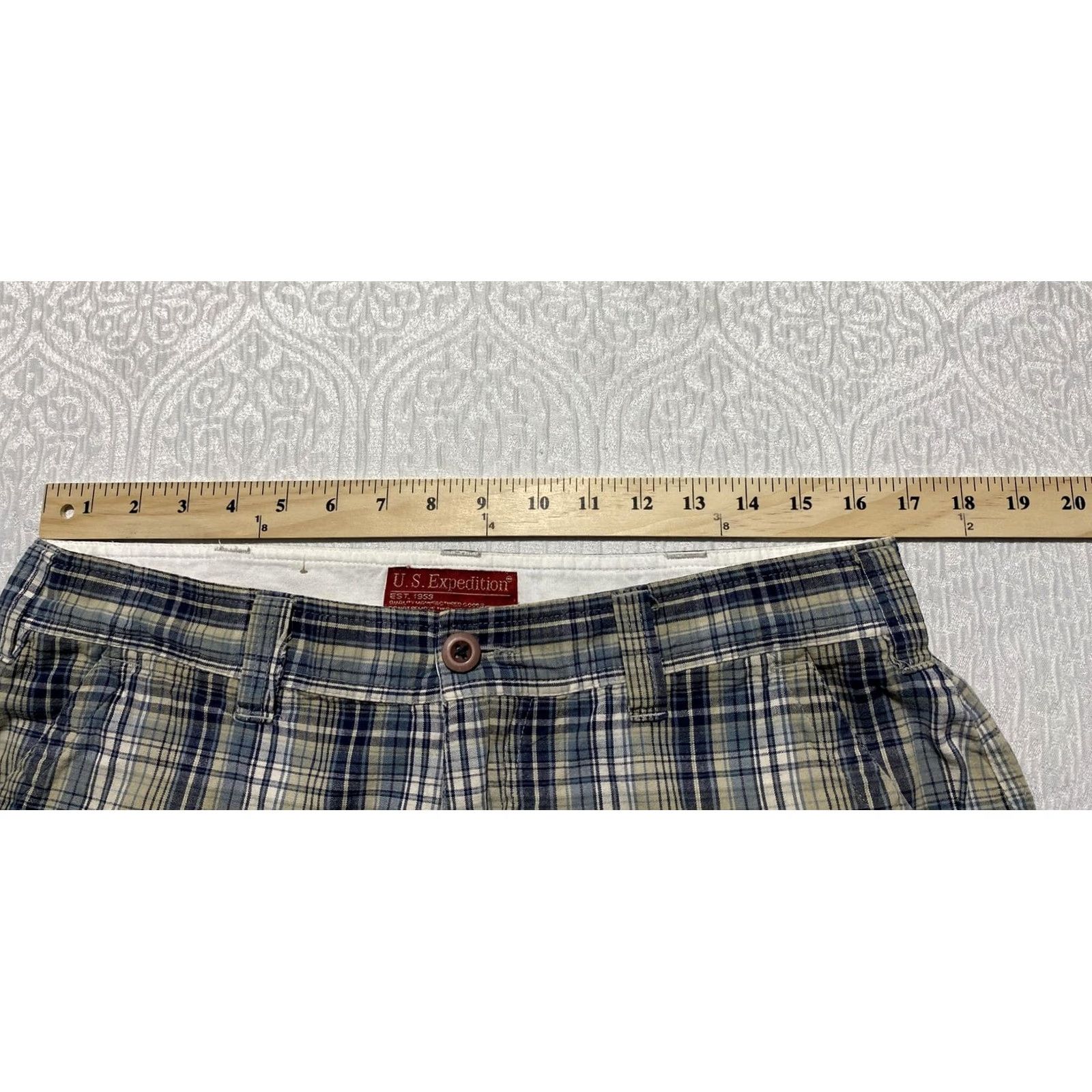 Vintage VINTAGE US Expedition Shorts Mens 36 Blue Green Plaid Chino Cotton Pockets Casual Size US 36 / EU 52 - 3 Thumbnail