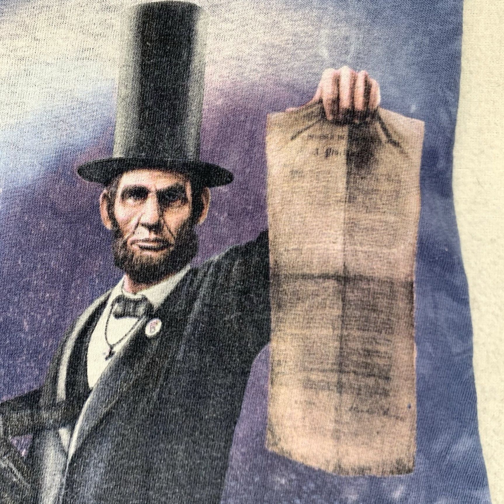 The Mountain The Mountain Men’s T-Shirt Blue Abraham Lincoln Bear Machine Gun Graphic Crew Neck Medium Casual Size US M / EU 48-50 / 2 - 4 Thumbnail