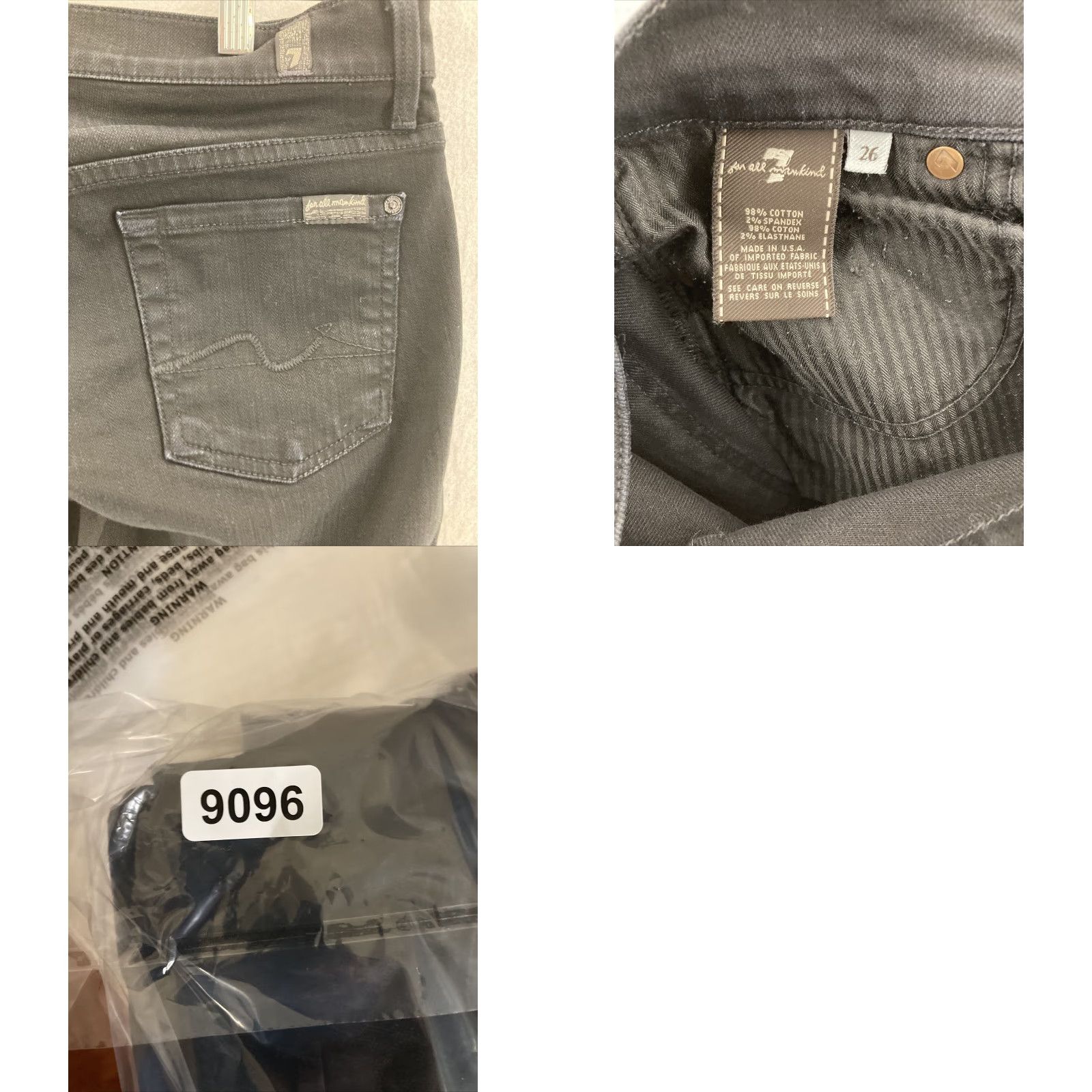 7 For All Mankind 7 For All Mankind Jeans Womens 26 Black Straight Leg Denim Regular Fit Size 26" / US 2 / IT 38 - 8 Thumbnail