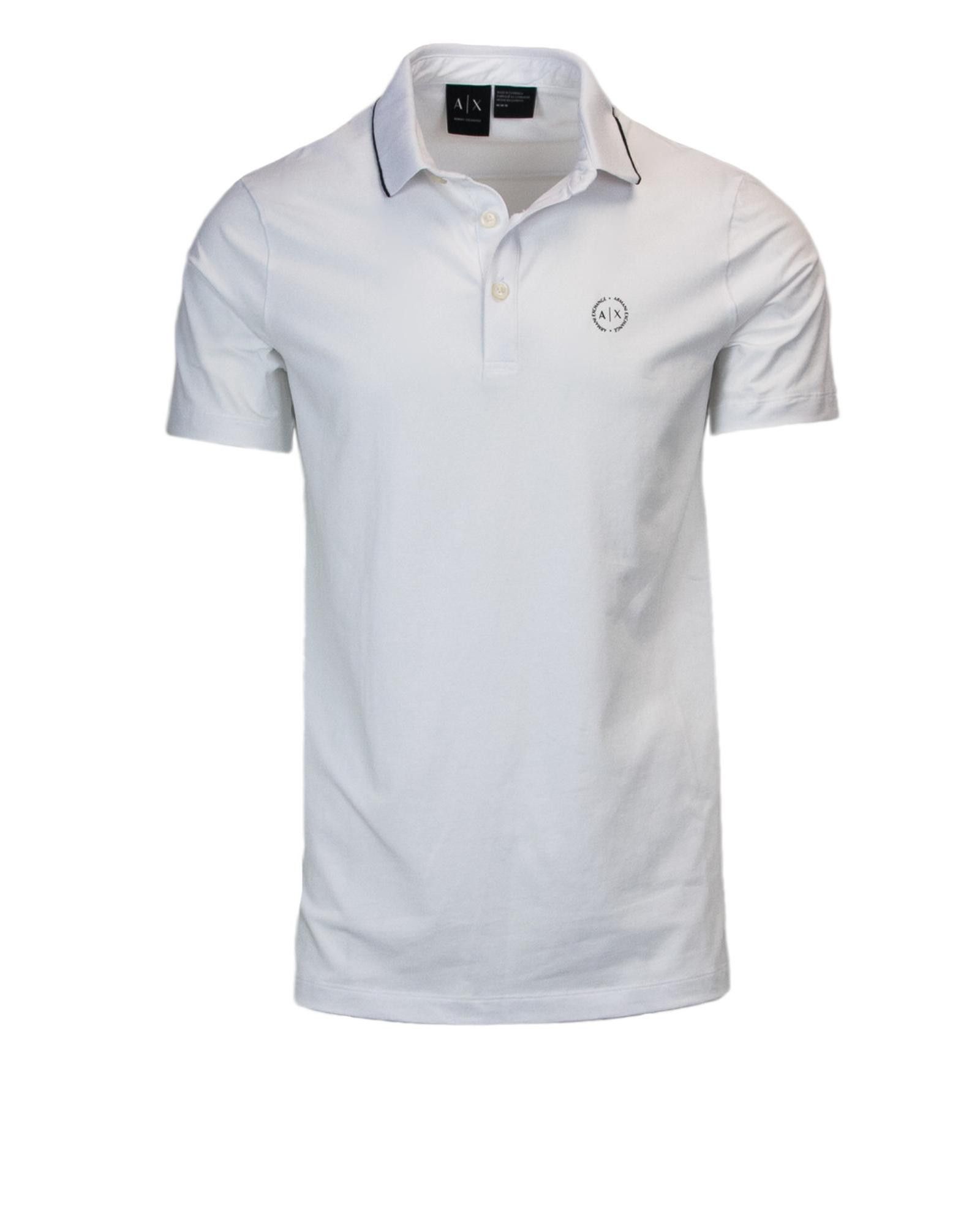 image of Armani Exchange Short Sleeve Polo With Button Fastening in White, Men's (Size XL)