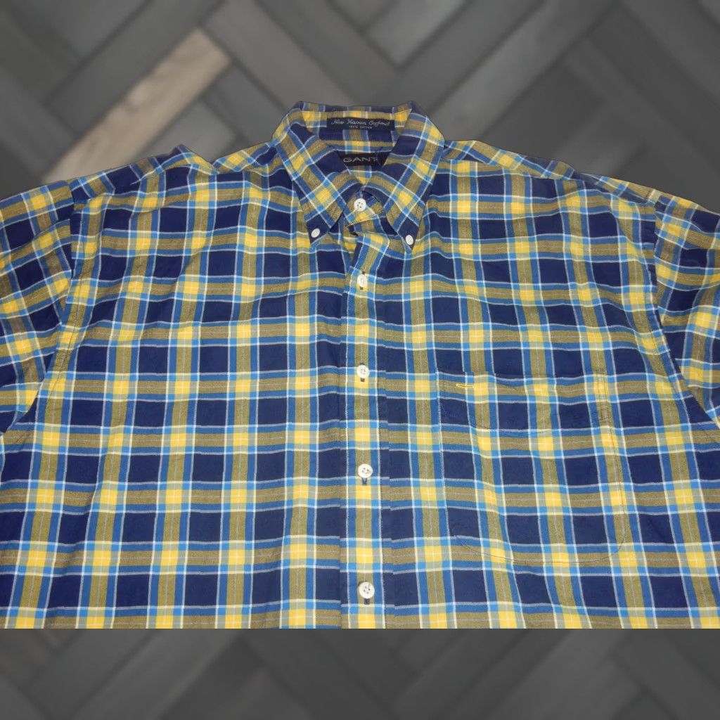 Gant GANT Men's Short Sleeve Button-Up Shirt Blue Plaid Size L Size US L / EU 52-54 / 3 - 1 Thumbnail