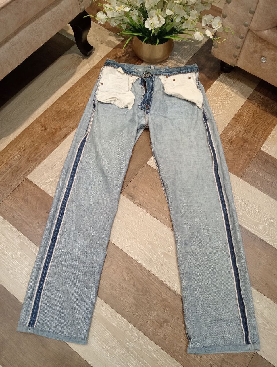 Levi's Vintage Clothing LEVI'S VINTAGE 502 REDLINE CAPITAL E SELVEDGE BLUE JEANS Size US 33 - 15 Thumbnail