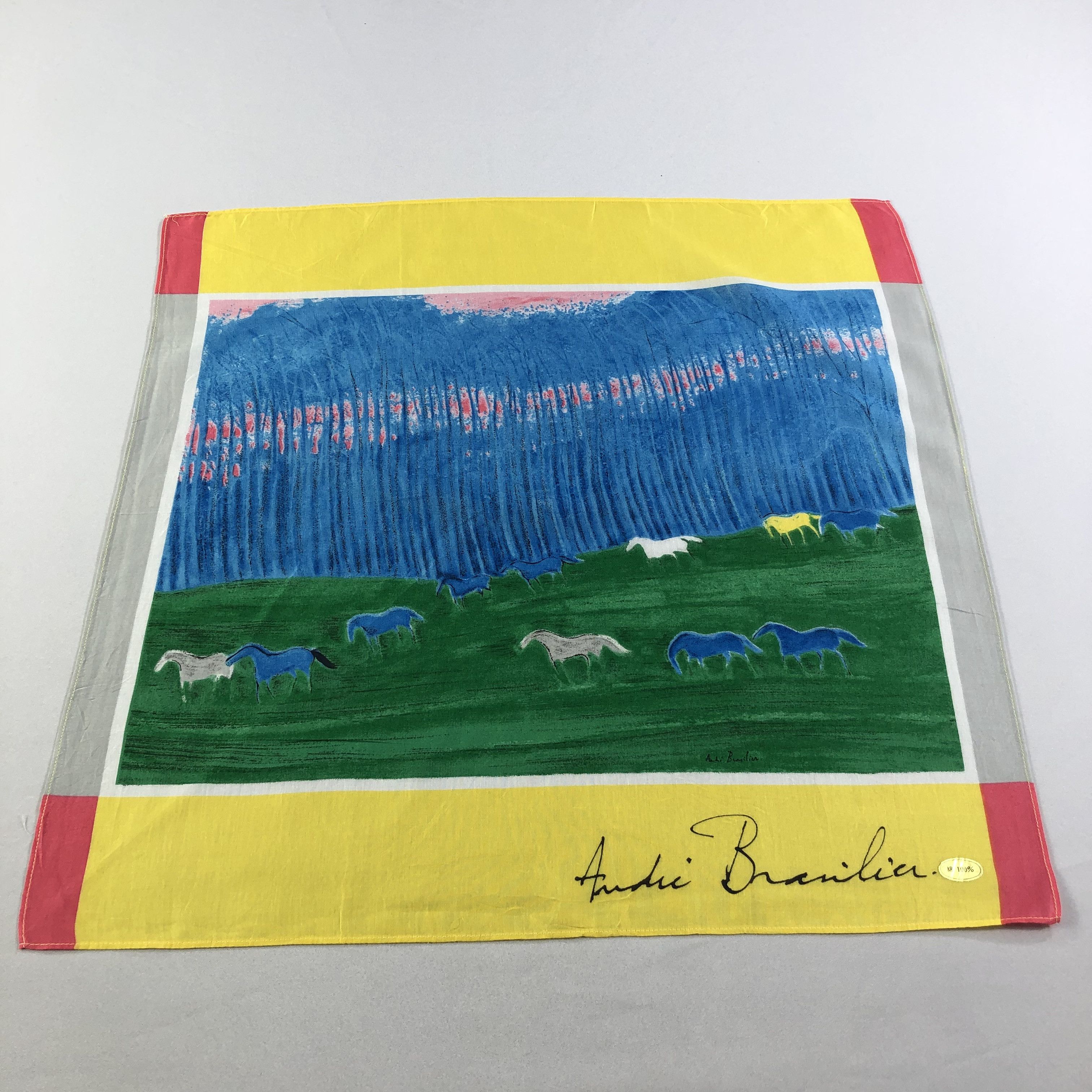 Vintage Andre Brasilier Art Handkerchief Neckerchief Bandana H1908 Size ONE SIZE - 1 Thumbnail