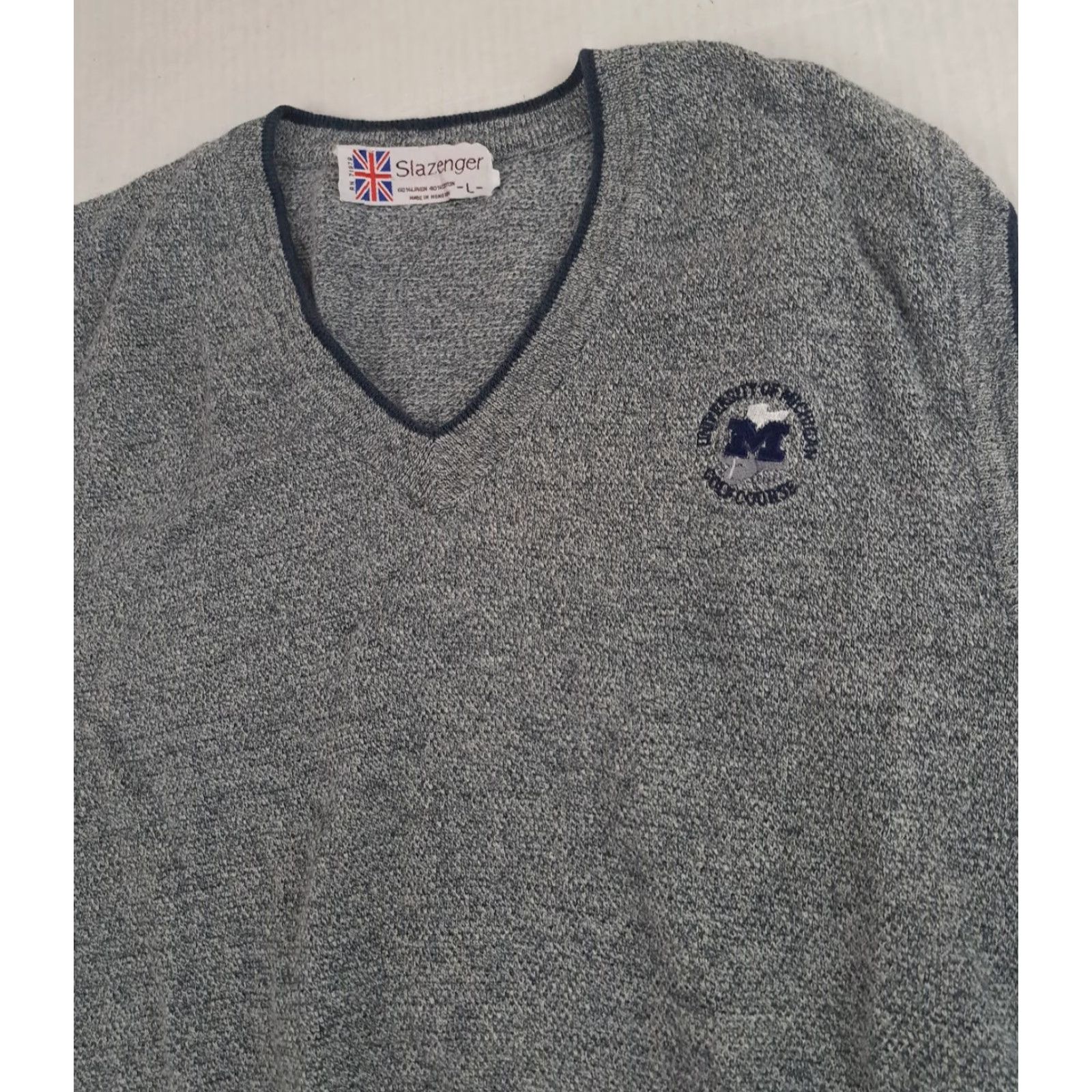Vintage Vintage Slazenger University of Michigan Golf Course Embroidered Vest Large Unisex Adults Cotton Knit Sleeveless V-Neck Collared Style Size US L / EU 52-54 / 3 - 3 Thumbnail