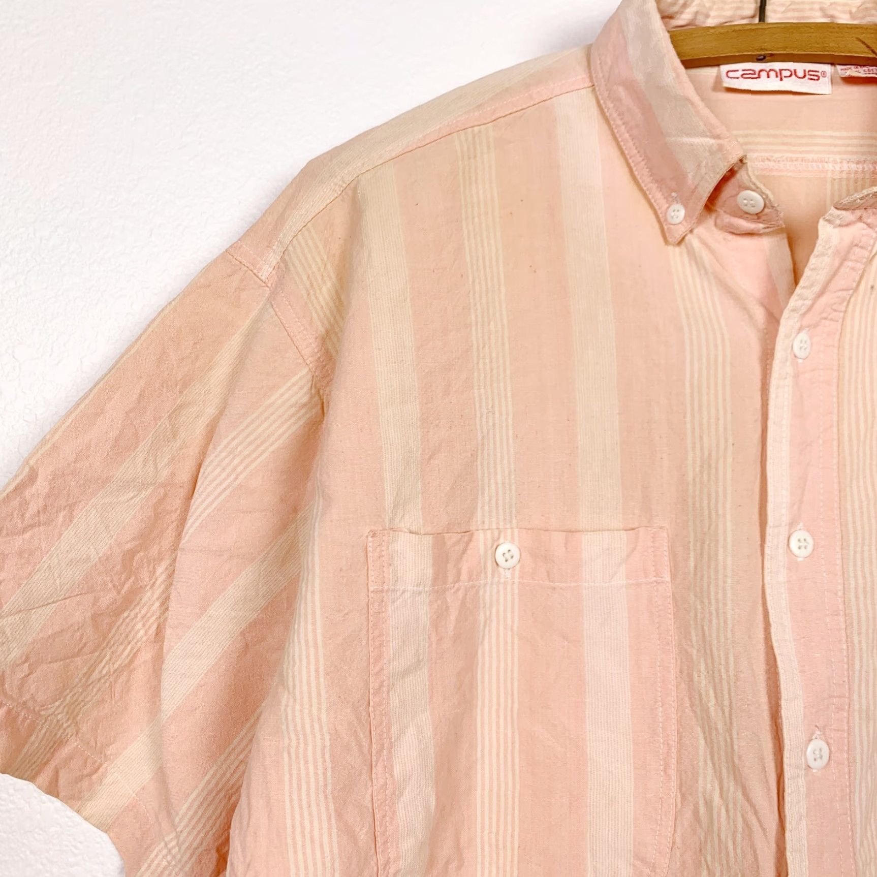 Vintage VINTAGE Campus Shirt Men Large Orange Striped Short Sleeve Button-Up 80s Grunge Size US L / EU 52-54 / 3 - 2 Thumbnail
