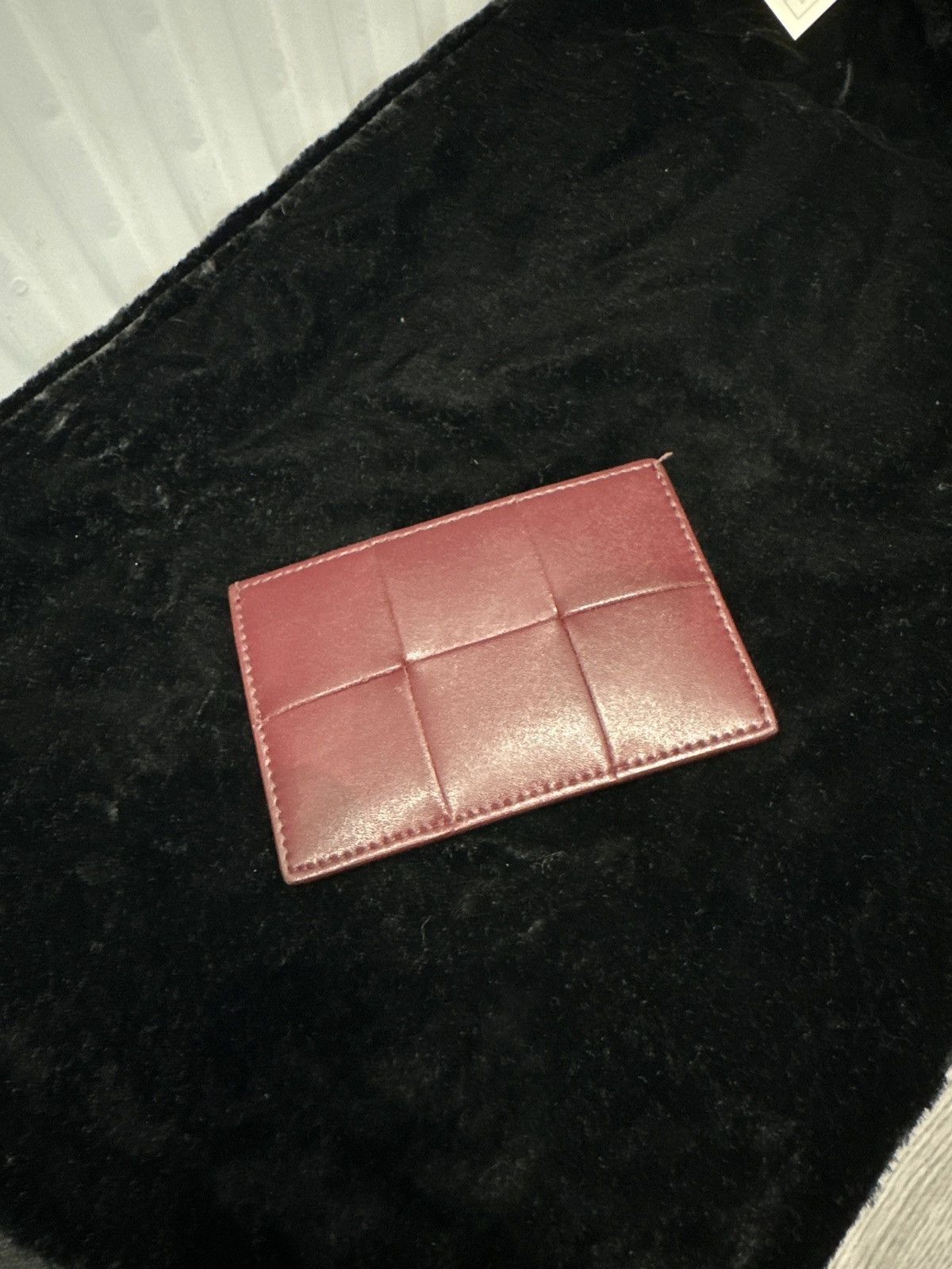 image of Bottega Veneta Card Holder in Burgundy, Men's