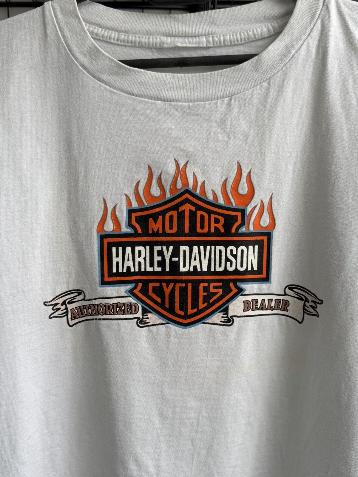 Harley Davidson 🔥Vintage Harley Davidson Fire White T-shirt Size US L / EU 52-54 / 3 - 2 Thumbnail