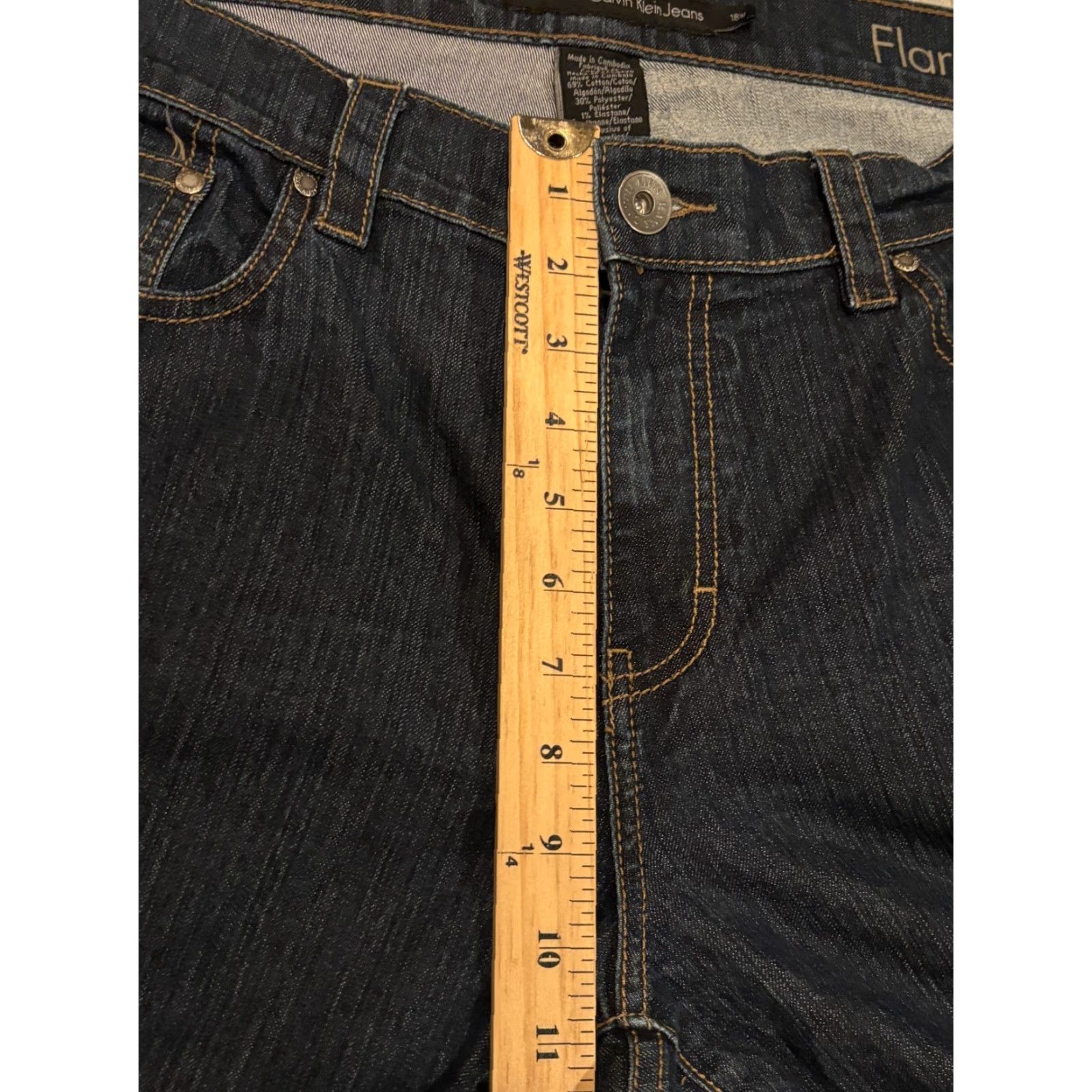 Calvin Klein CK Calvin Klein Jeans Womens 18W Dark Wash Blue Denim Flare Leg Cropped Jeans Womens 18W Blue Denim Flared Cropped Jeans Size 40" / US 18 - 5 Thumbnail