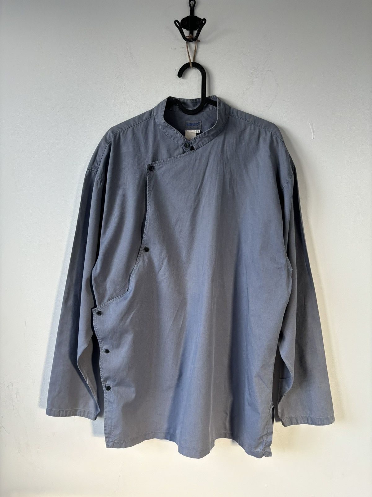 Japanese Brand × Kenzo × Vintage Vintage Kenzo Runway Collarless Side Button Shirt Size US XL / EU 56 / 4 - 1 Thumbnail