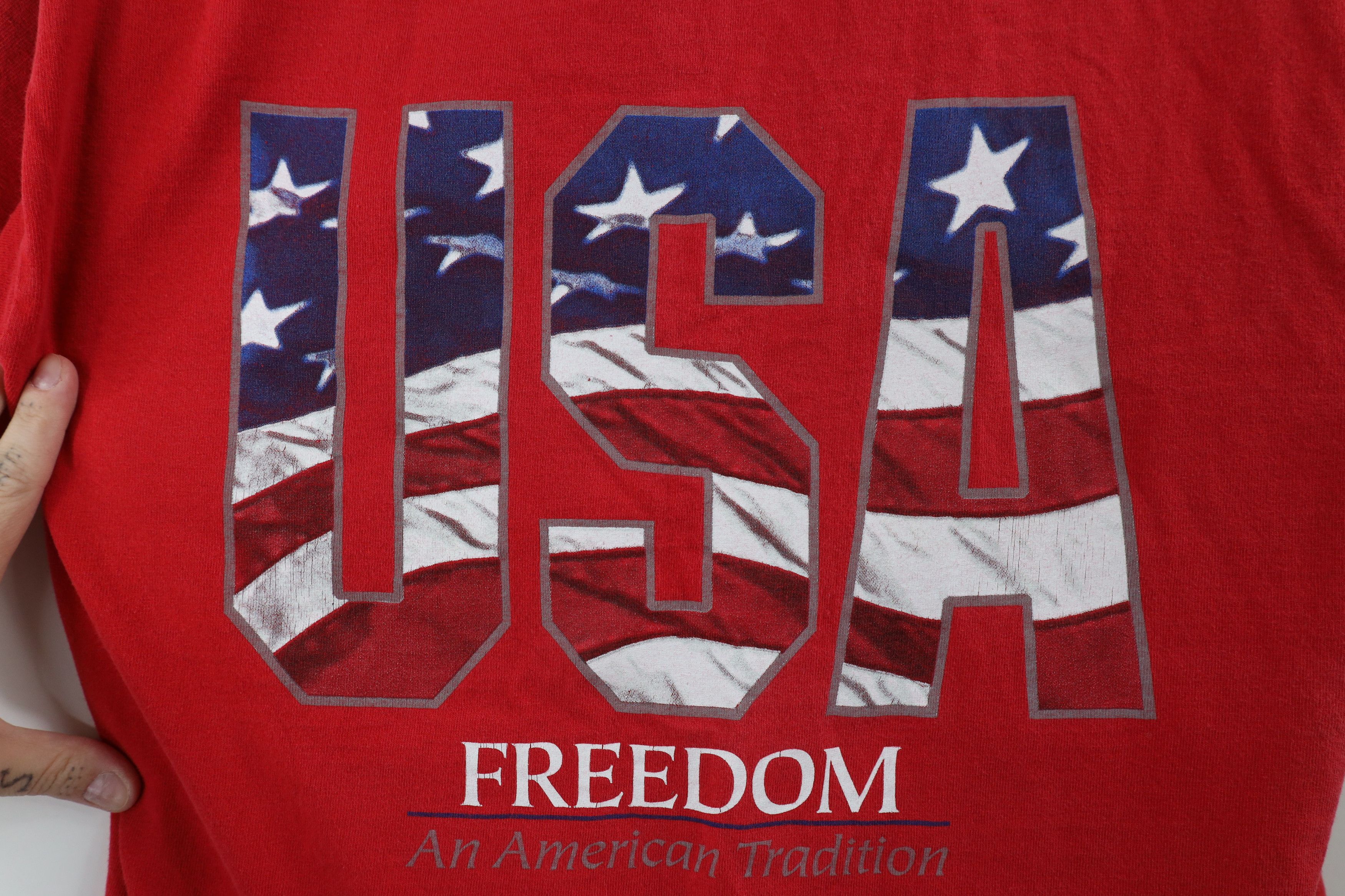 Vintage Vintage 90s Streetwear Spell Out USA Freedom T-Shirt Cotton Size US M / EU 48-50 / 2 - 4 Thumbnail