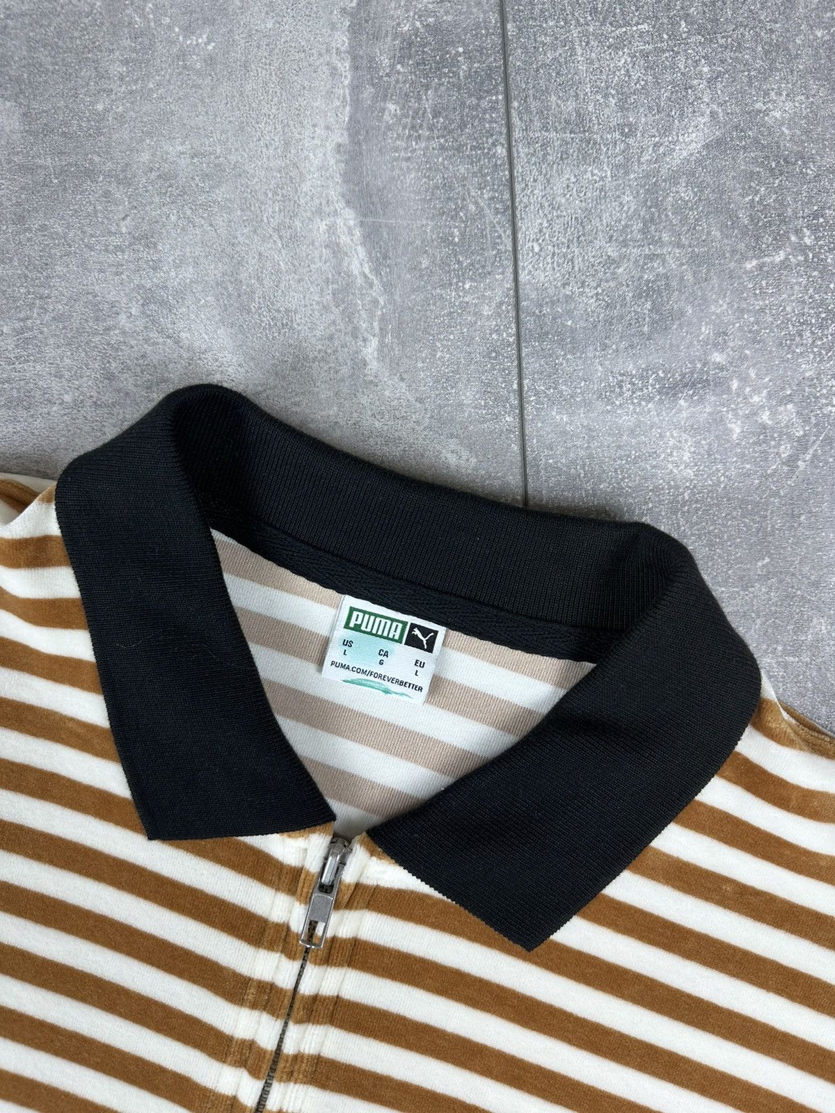Puma Puma Velour Striped 1/4 Zip Up Sweatshirt Size US L / EU 52-54 / 3 - 6 Thumbnail