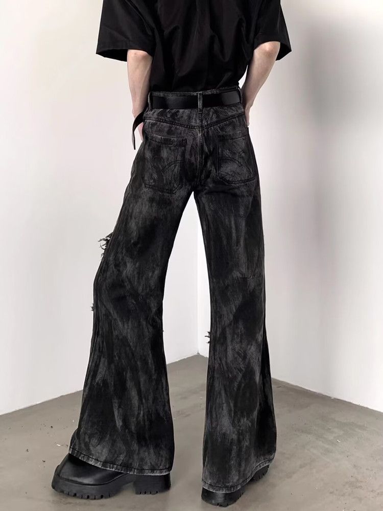 Japanese Brand Y2k Streetwear washed black baggy stacked Size US 27 - 2 Thumbnail