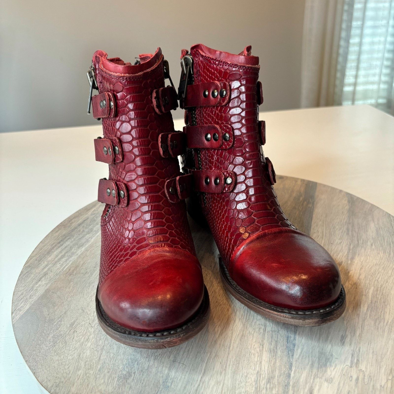 FREEBIRD Freebird Grecko Boots Sz 8 Red Croc Snake Leather Boots Size US 8 / IT 38 - 4 Thumbnail