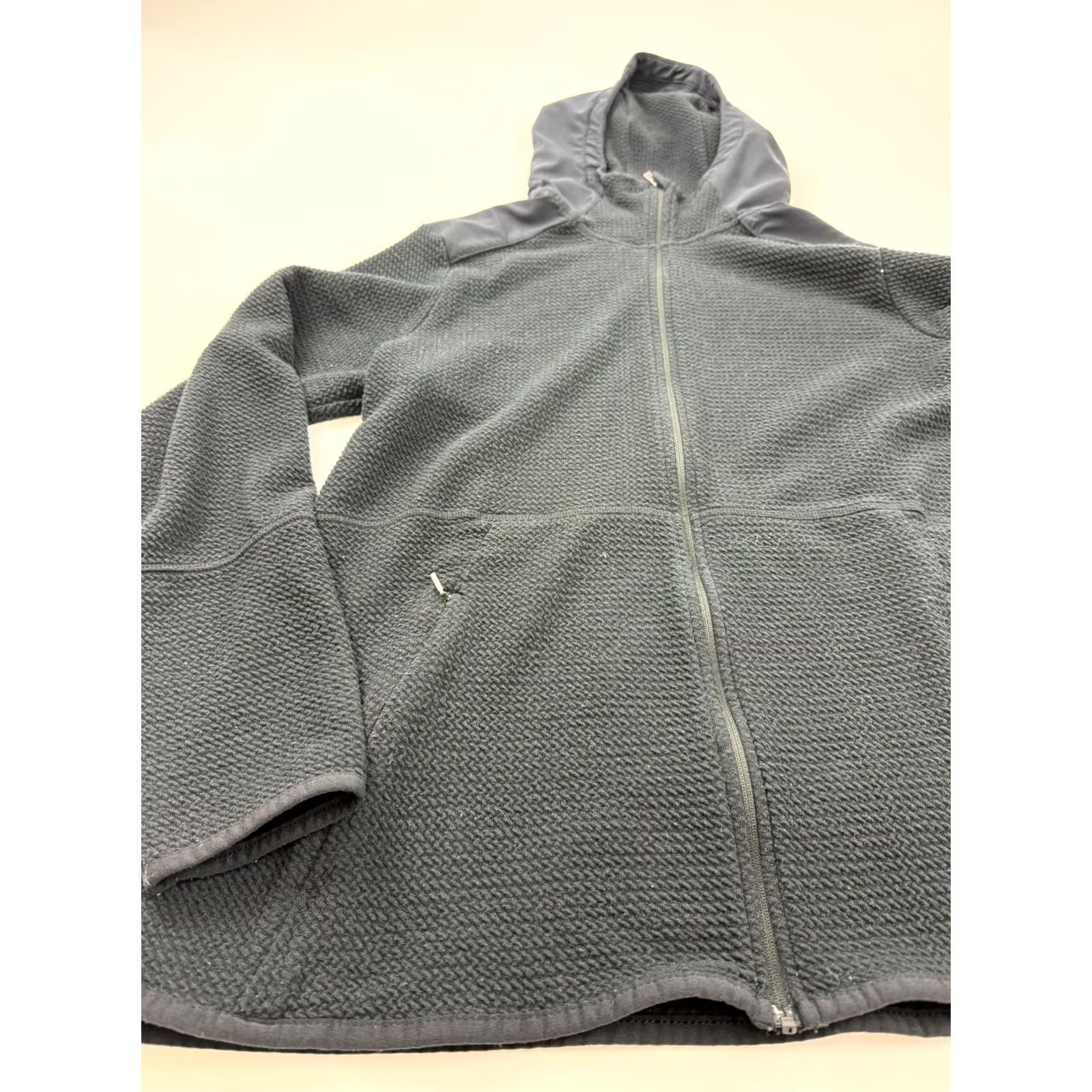 Vintage Columbia Jacket Womens XL Black Textured Fleece Hooded Full Zip Pockets Stretch Size XL / US 12-14 / IT 48-50 - 2 Thumbnail