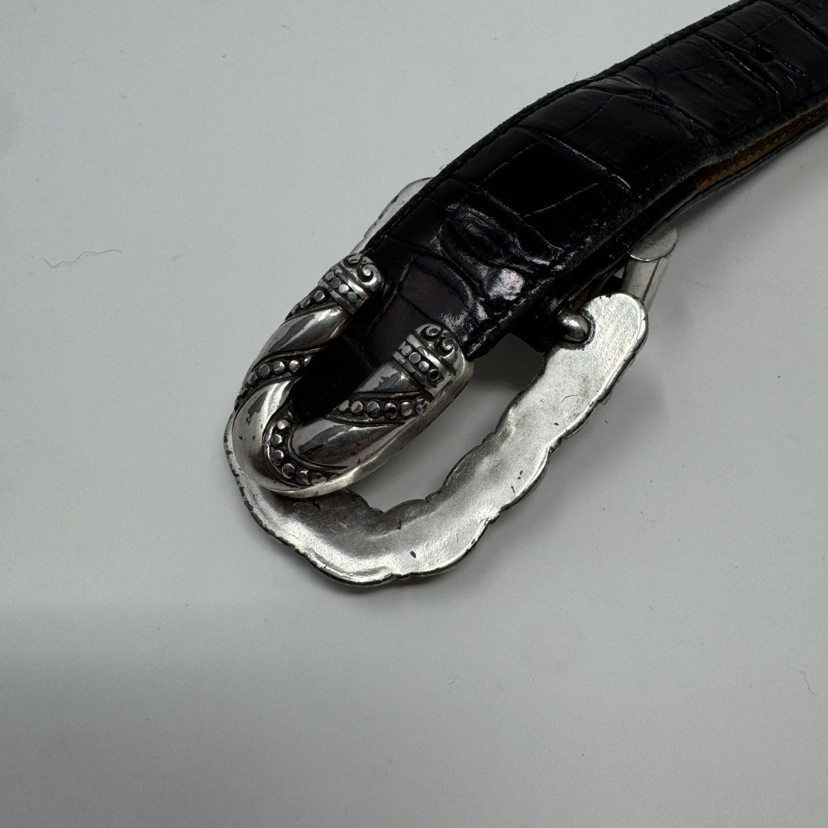 Brighton Brighton Black Croc Embossed Silver Buckle Belt Women's L Size ONE SIZE - 8 Thumbnail