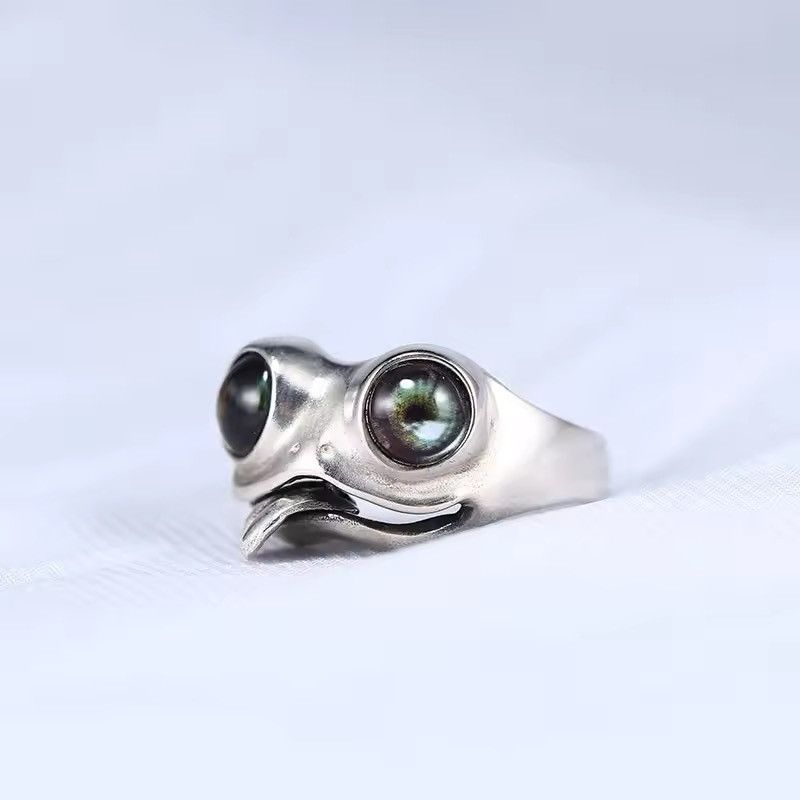 Jewelry × Vintage Tongue Twisting Frog Resizeable Ring Size ONE SIZE - 4 Thumbnail