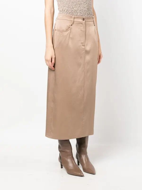 Brunello Cucinelli o1y0725 Midi Skirt in Light Brown Size 30" / US 8 / IT 44 - 3 Thumbnail