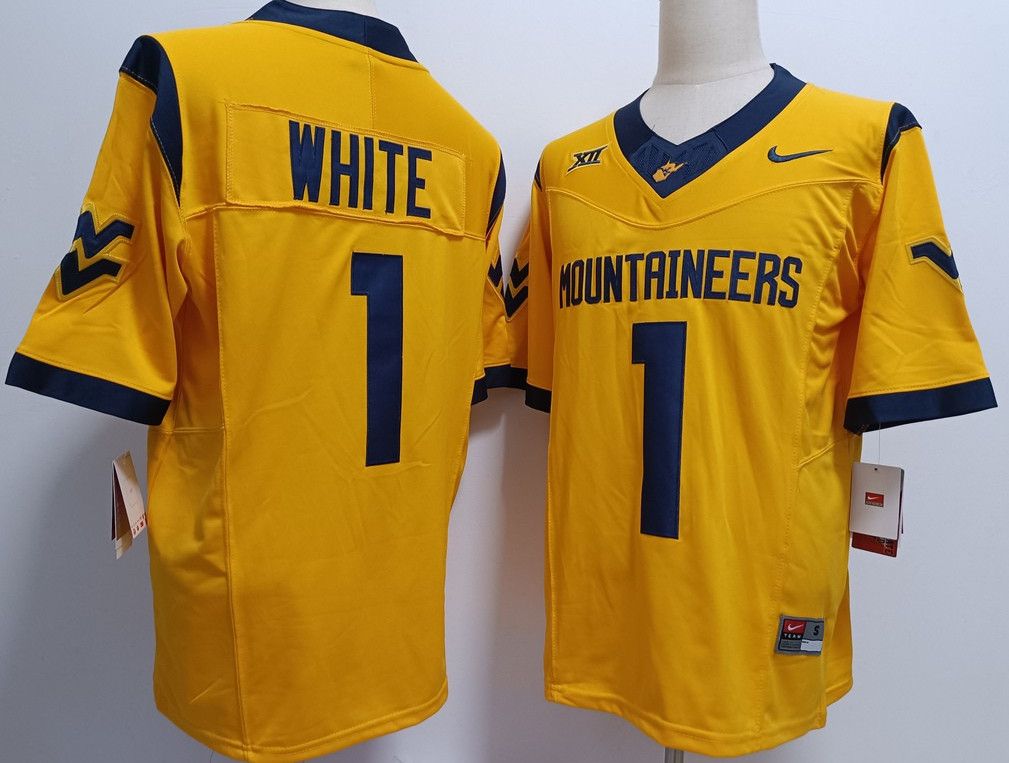 Other West Virginia Mountaineers 1 Jahiem White Yellow Jersey Size US M / EU 48-50 / 2 - 1 Thumbnail