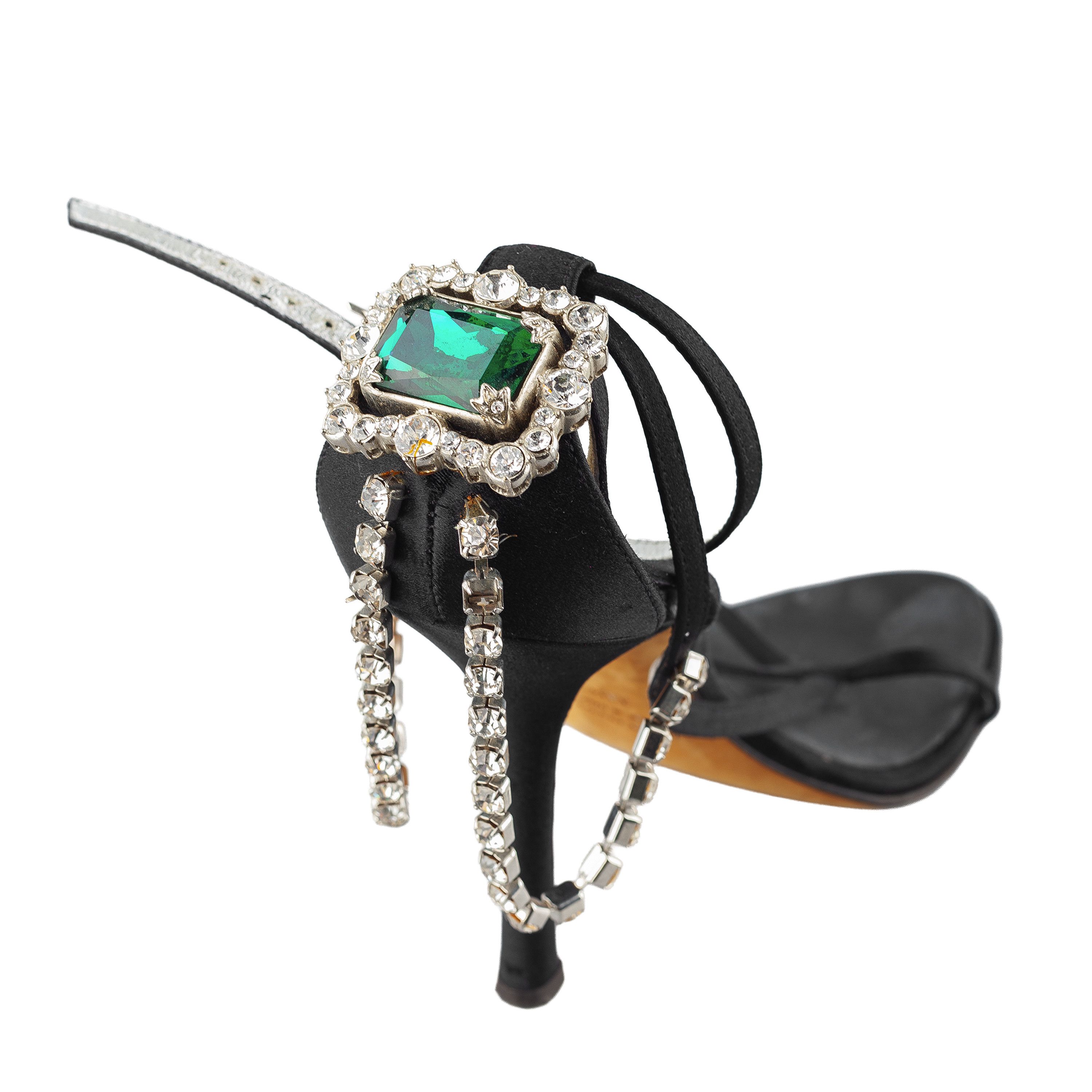 Dsquared2 DSQUARED2 2015 “Queen Mary” Jeweled Black Sandal Heels Size US 7.5 / IT 37.5 - 6 Thumbnail