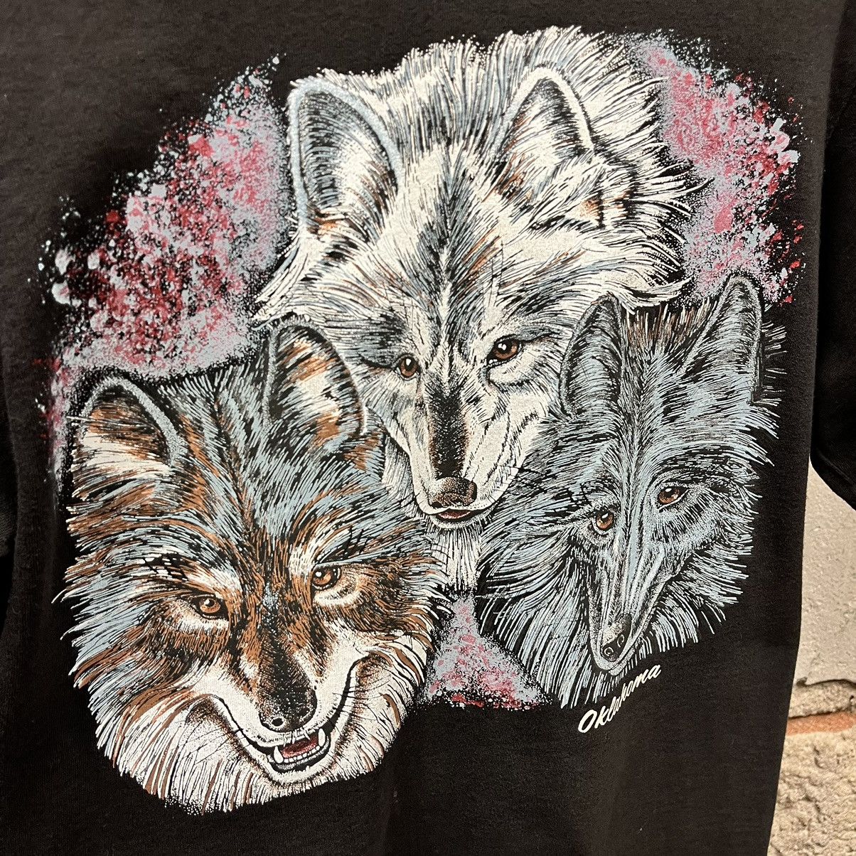 Vintage Vintage 90s Oklahoma Black Nature Wolf T-Shirt USA Made L Size US L / EU 52-54 / 3 - 2 Thumbnail