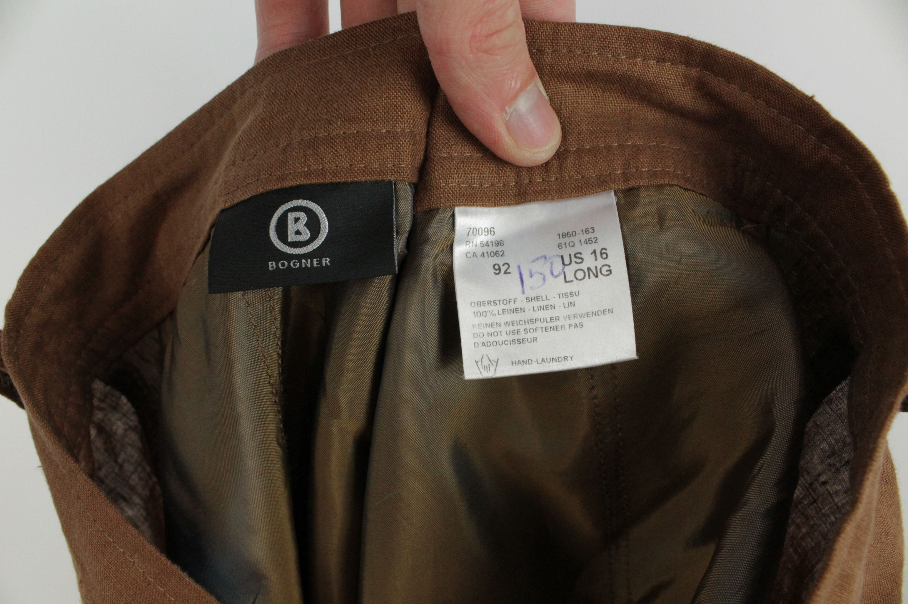 Bogner × Designer Bogner Brown Linen Wide Leg Casual Women's Pants Size 38" / US 16 / IT 52 - 7 Thumbnail