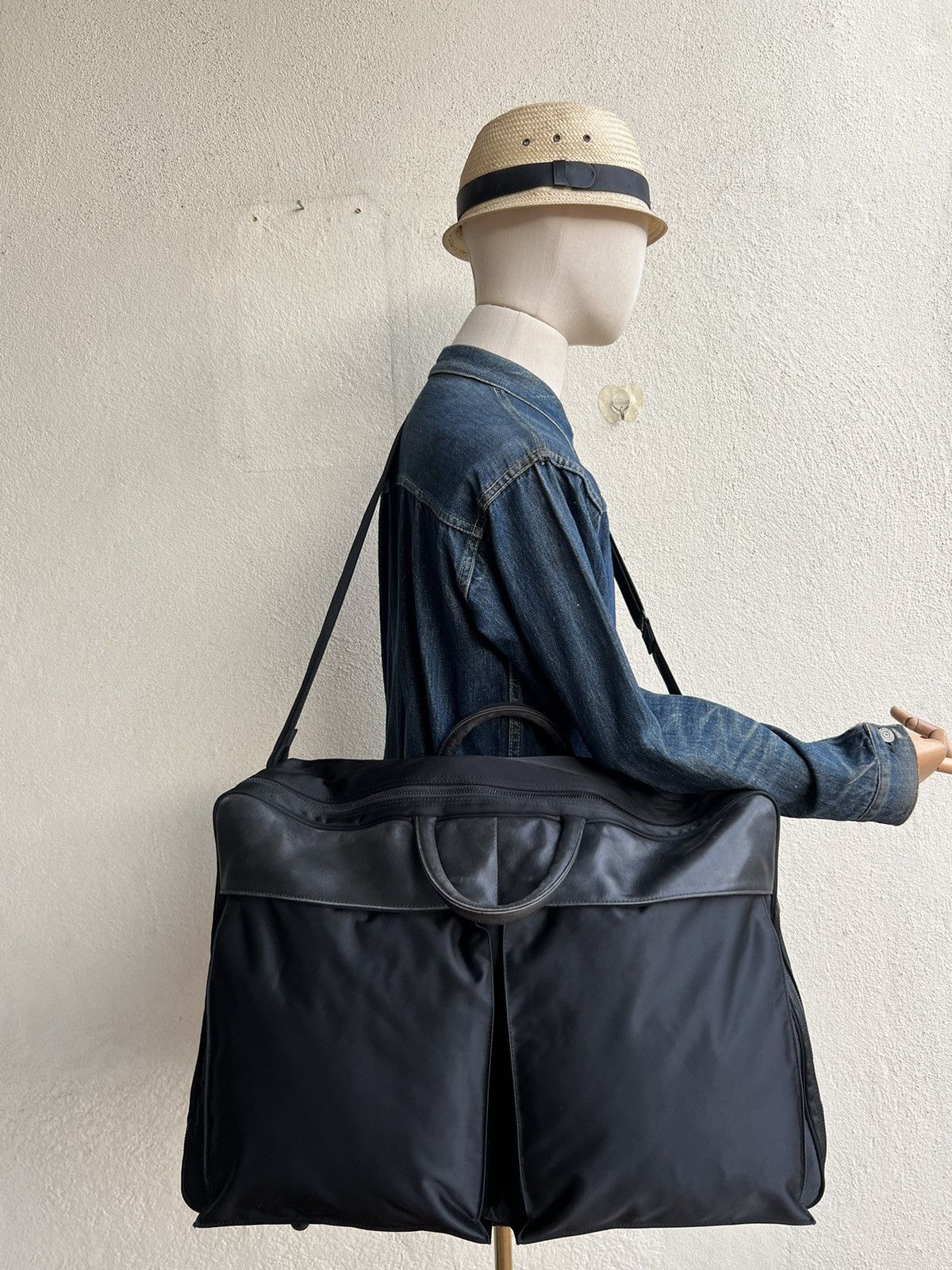 Barneys New York Vintage 90s Barneys New York Leather Nylon 2 Way Bag Huge Size ONE SIZE - 2 Thumbnail