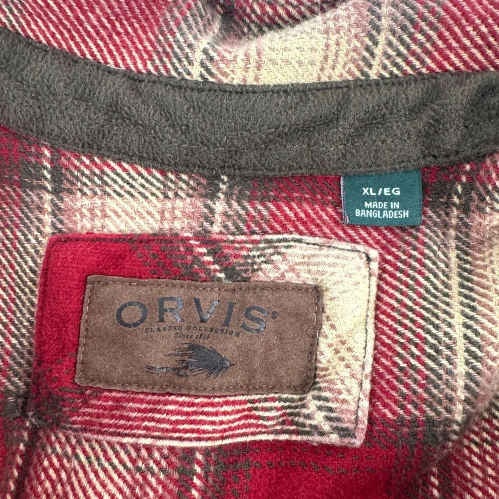 Orvis Orvis Button-Down Shirt Plaid Flannel Red XL Men's Heavyweight Size US XL / EU 56 / 4 - 3 Thumbnail