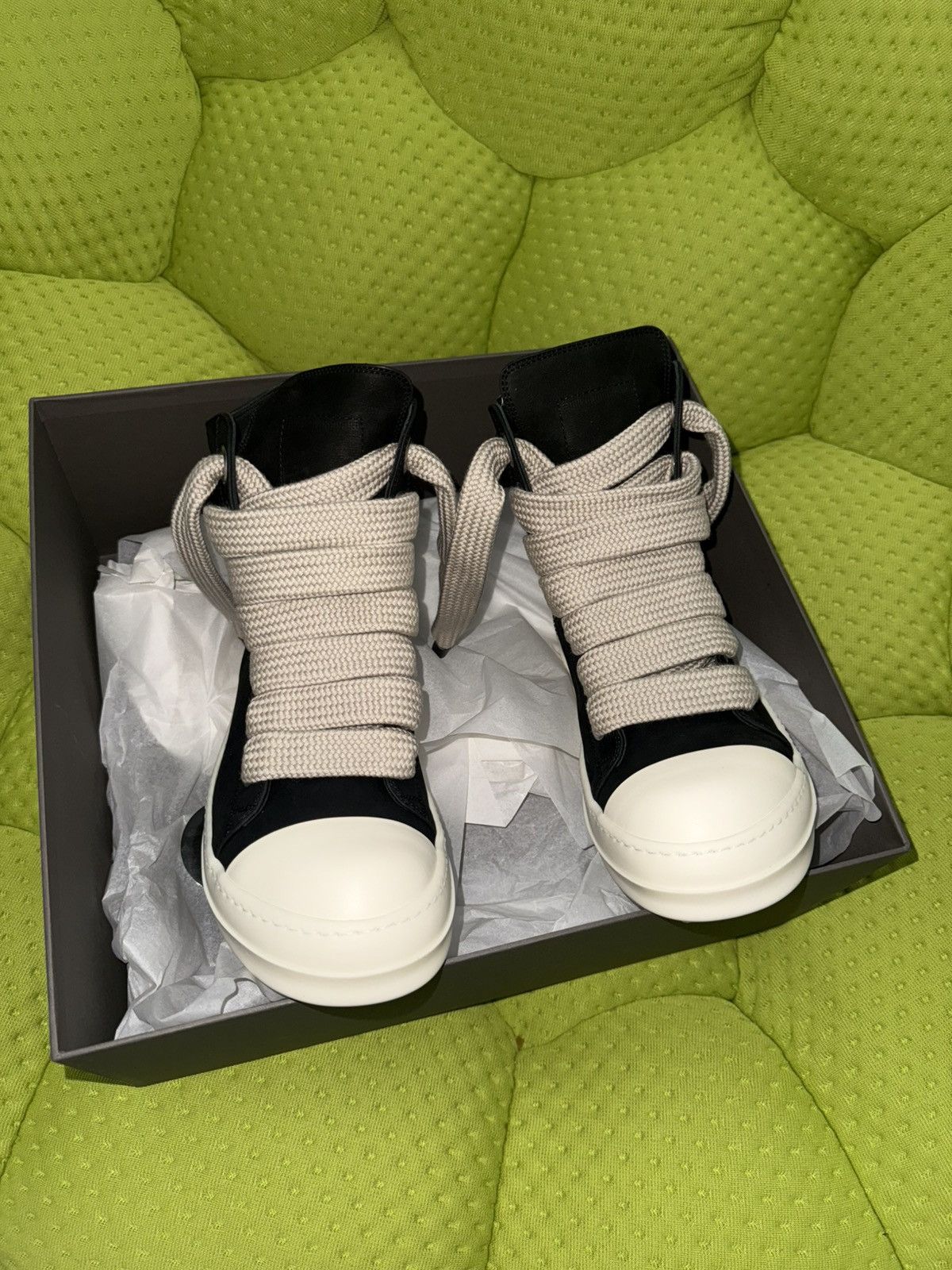 Rick Owens Rick Owen’s jumbo grained leather jumbo lace sneakers Size US 10 / EU 43 - 6 Thumbnail