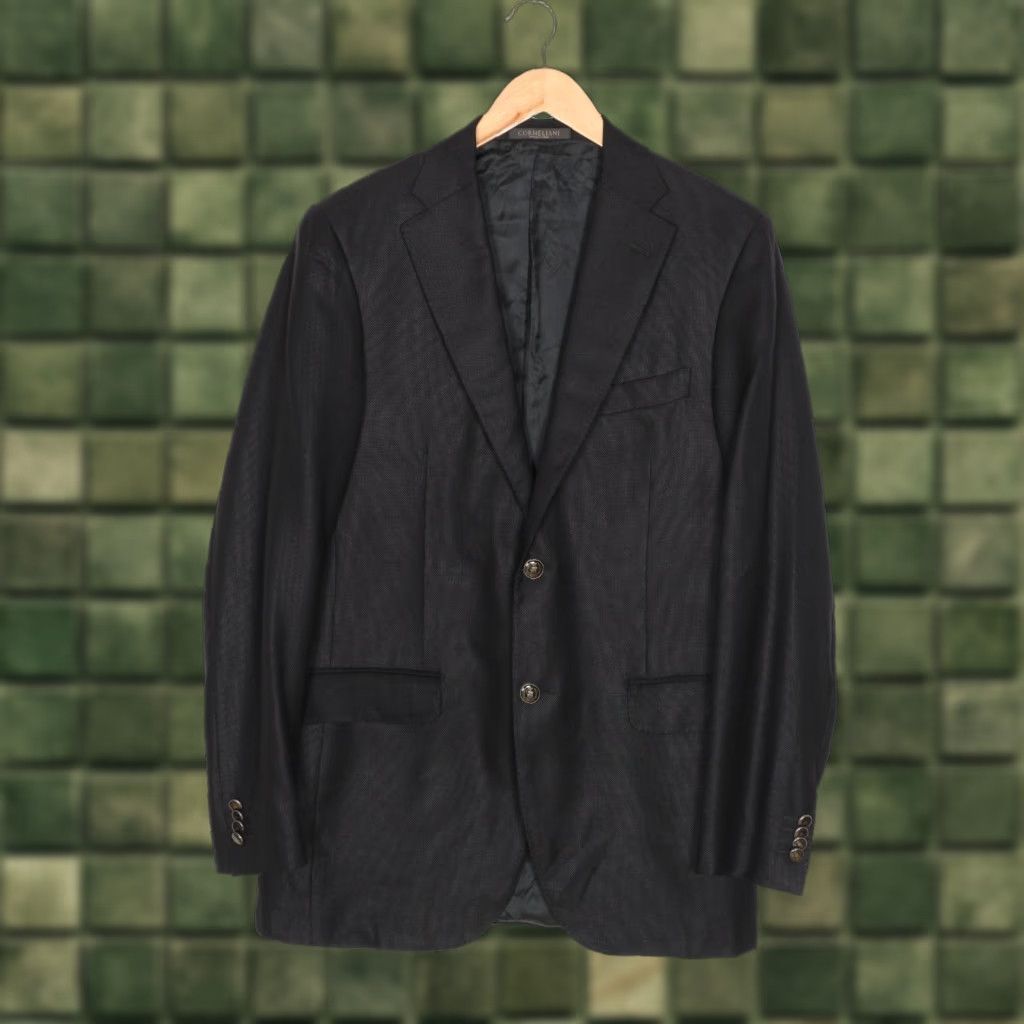 Corneliani CORNELIANI Leader Blazer Jacket Men L Virgin Wool Silk Made in ITALY Blazer Black Mens Regular Jacket Size 42R - 1 Thumbnail