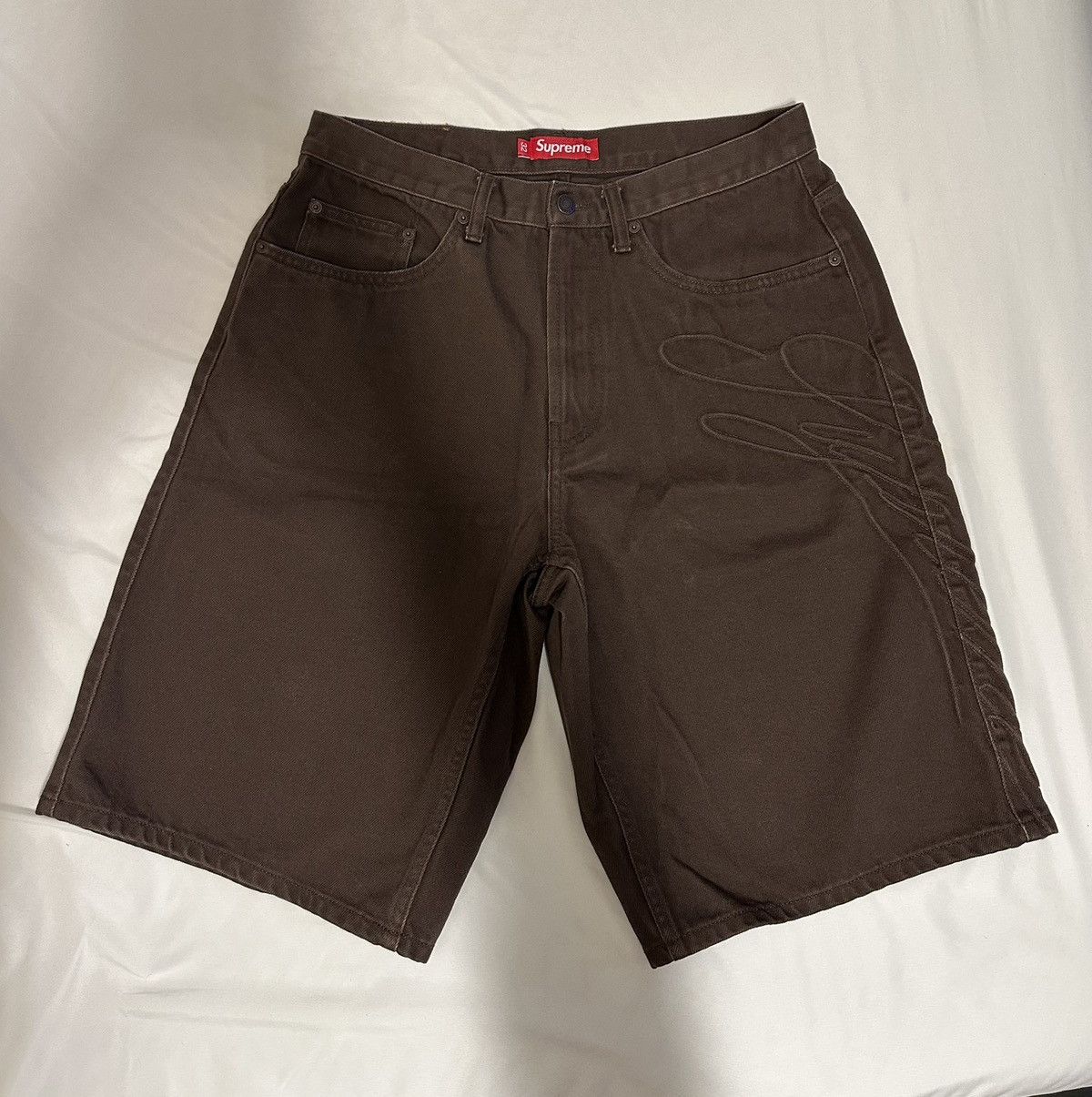 Supreme Script Baggy Denim Shorts