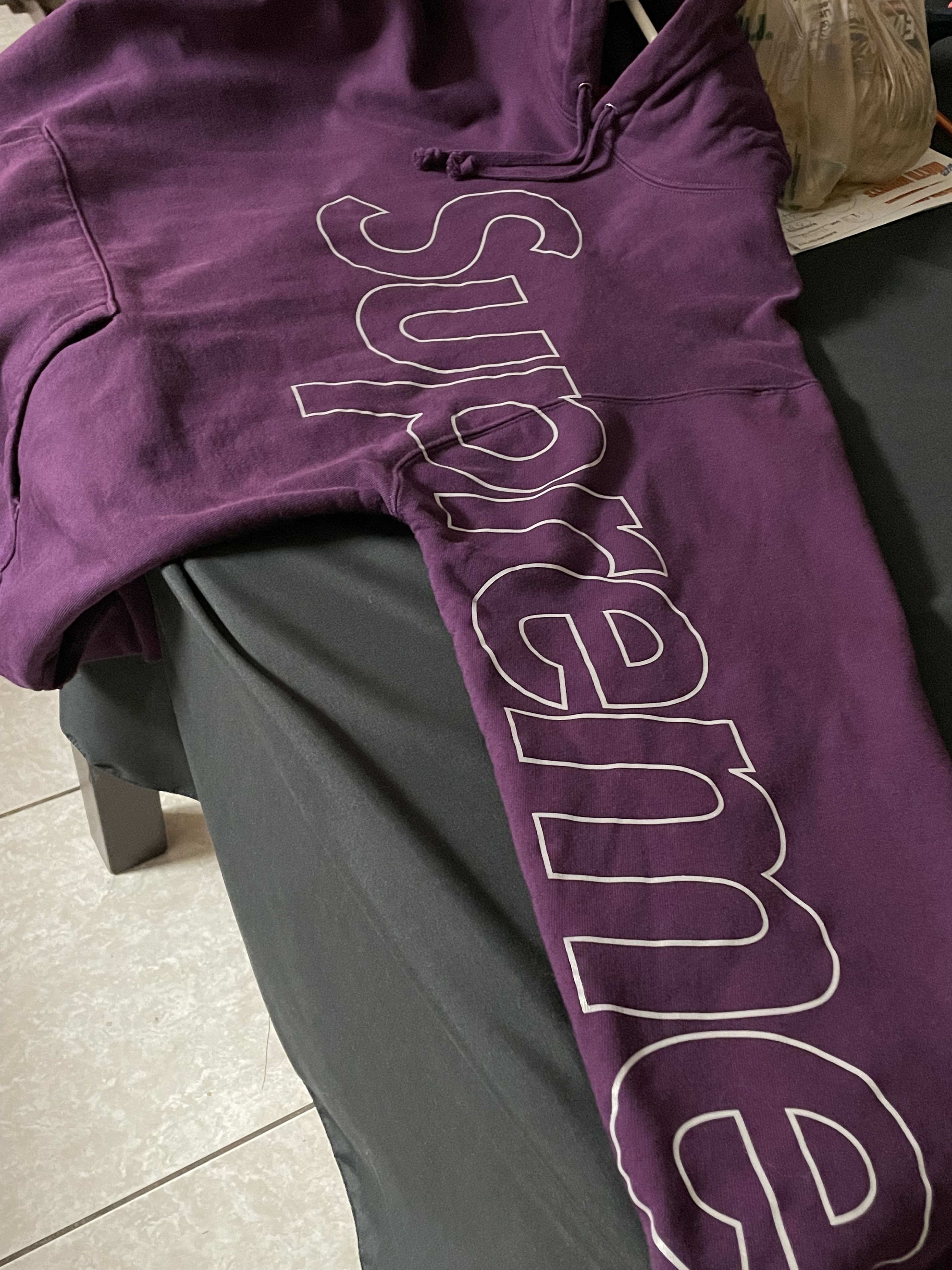Supreme Supreme Reflective Hooded Sweatshirt Eggplant FW21 Medium Size US M / EU 48-50 / 2 - 10 Thumbnail