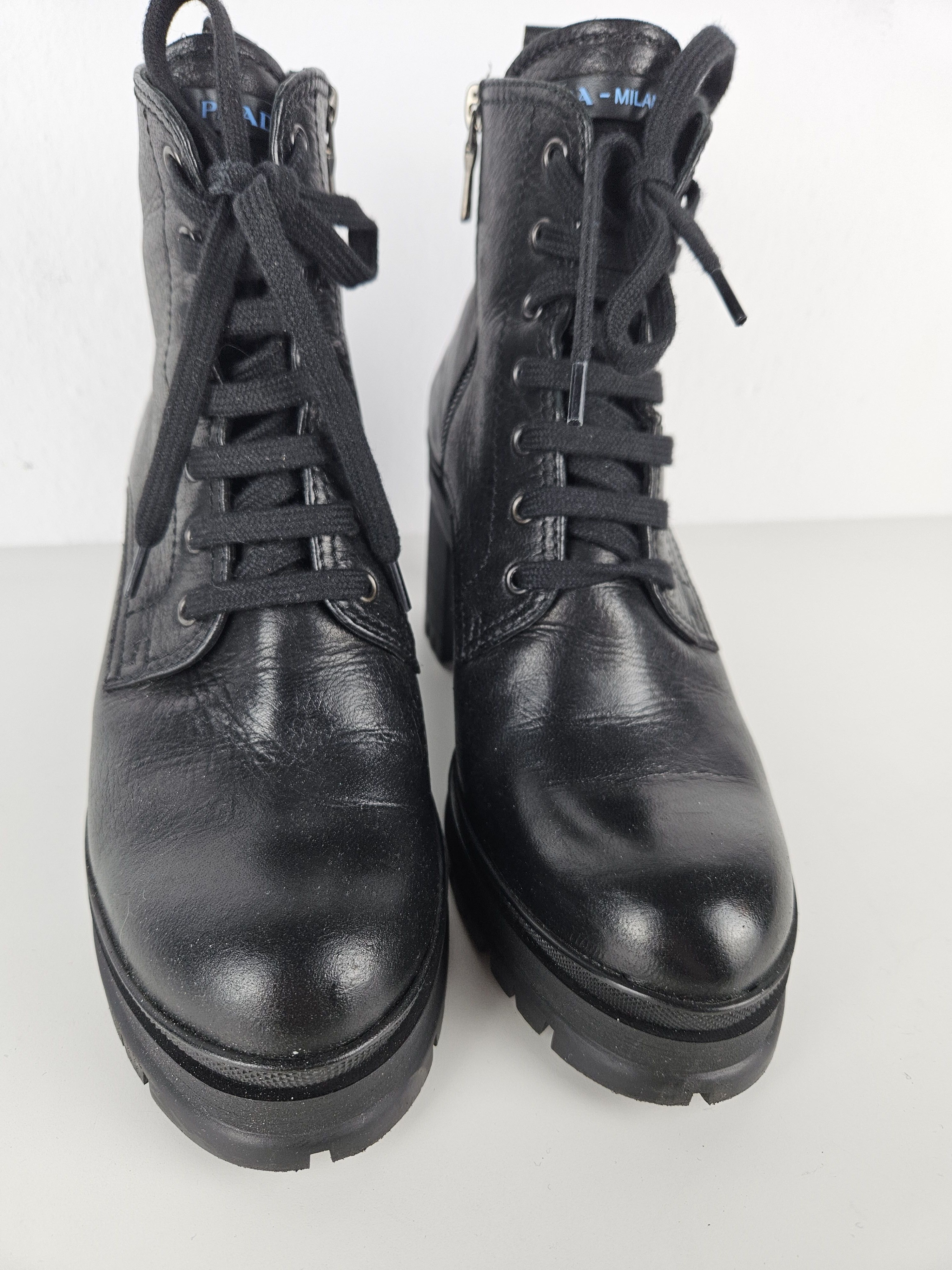 Prada Prada lace up block heel notched sole ankle boots Size US 8.5 / IT 38.5 - 18 Thumbnail