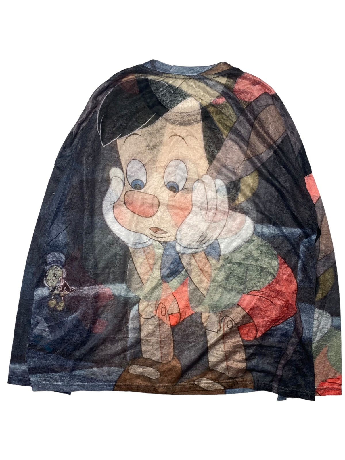 Japanese Brand 2000s Pinocchio - Big Graphic Mesh Top LS Size US M / EU 48-50 / 2 - 2 Thumbnail