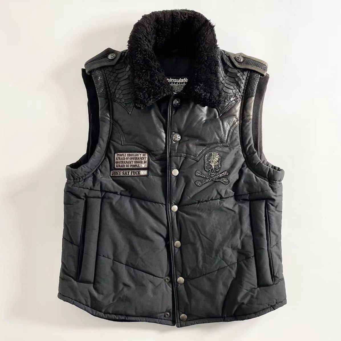 Roen Roen Panel Crystal Skull Thinsulate Fur Vest K11 Size US M / EU 48-50 / 2 - 1 Thumbnail