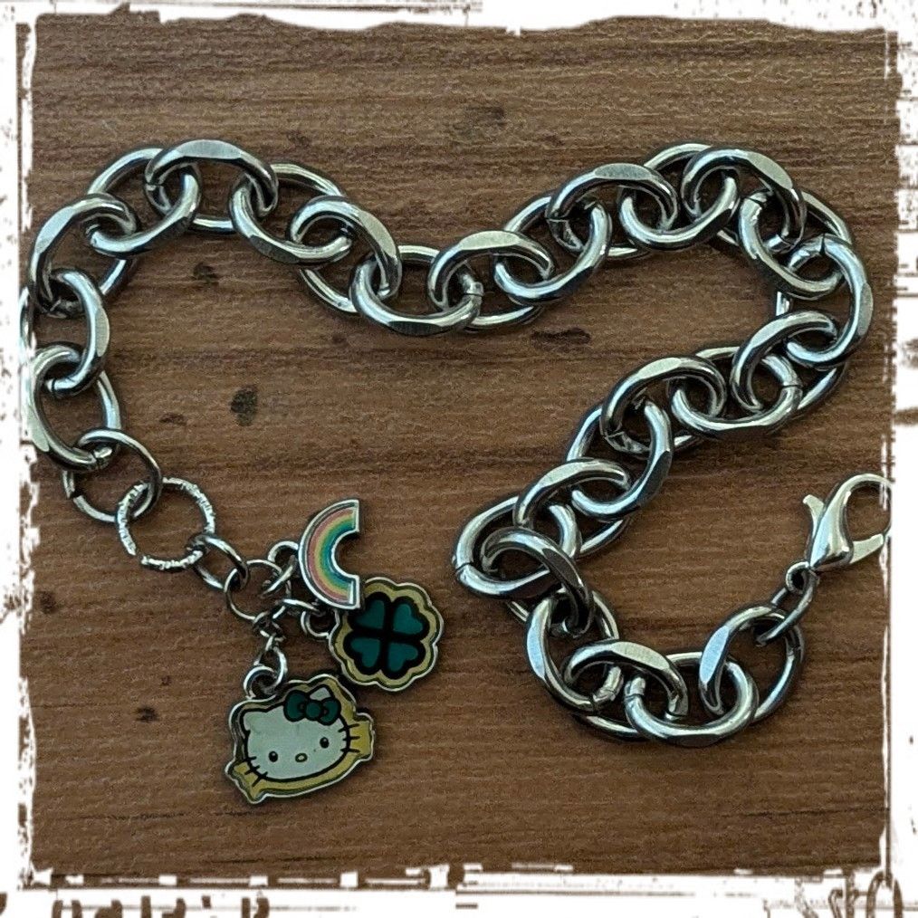 Japanese Brand × Vintage HELLO KITTY, 4 Leaf Clover & Rainbow Charm Bracelet Size ONE SIZE - 7 Thumbnail
