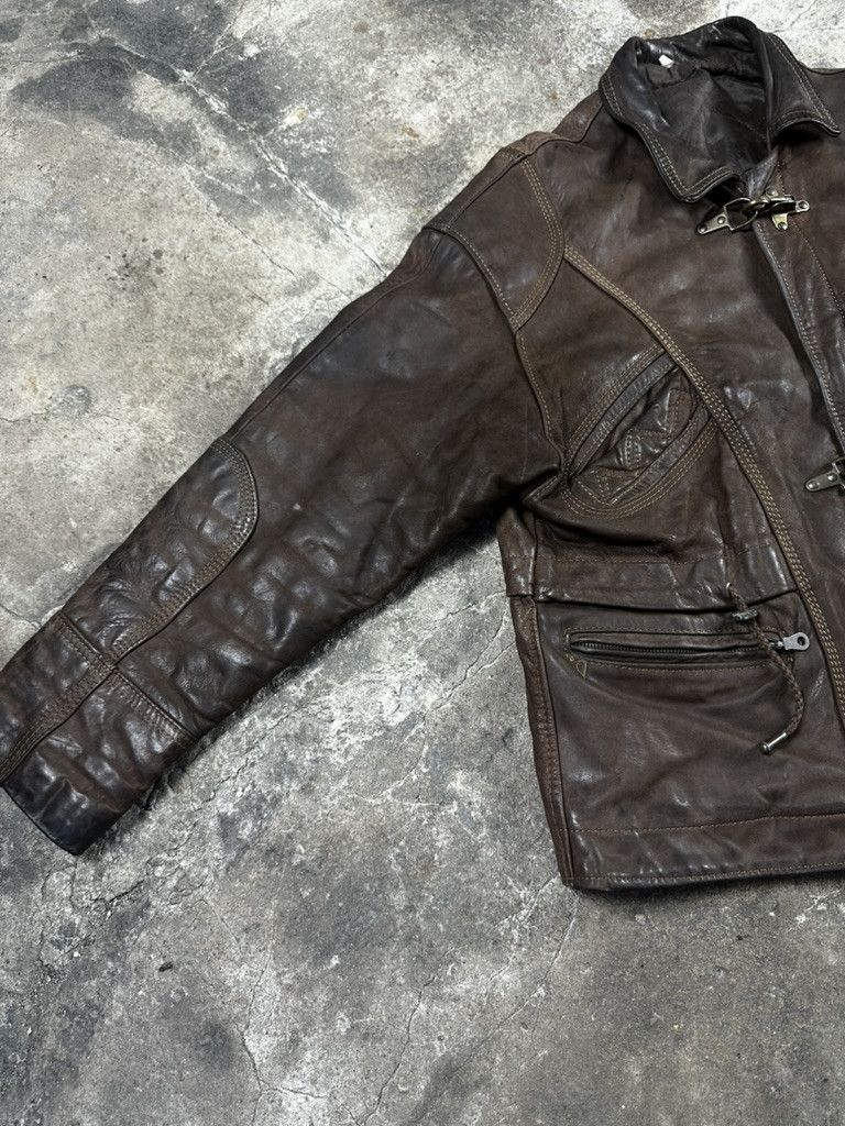 Vintage 90s Vintage Fireman Clasp Leather Bomber Jacket Size US M / EU 48-50 / 2 - 5 Thumbnail