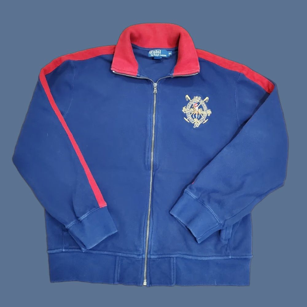 Polo Ralph Lauren Polo Ralph Lauren Track Jacket Mens XL Blue Red Full Zip Embroidered Crest Logo Size US XL / EU 56 / 4 - 1 Thumbnail