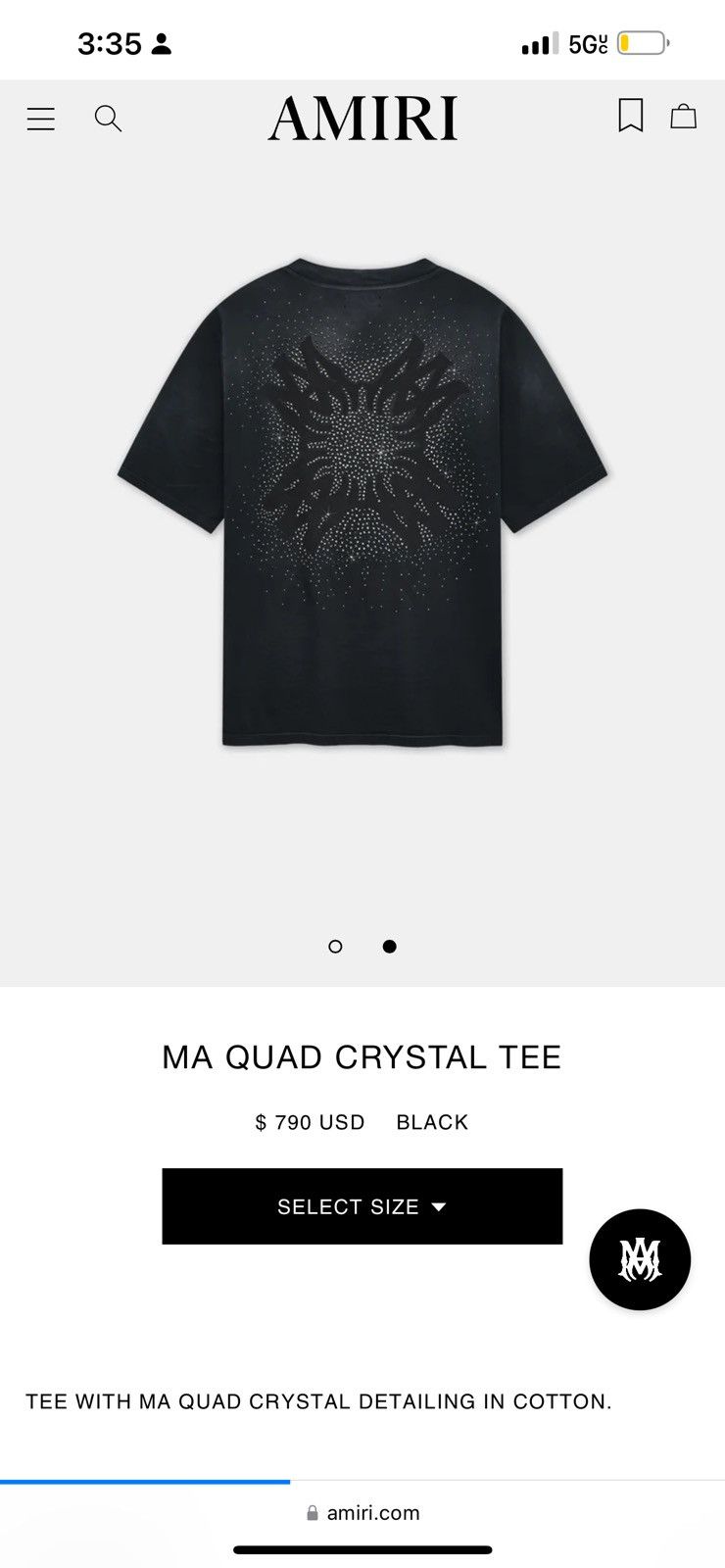 【AMIRI】 MA クアッド クリスタル Tシャツ Amiri MA QUAD CRYSTAL TEE | Amira Shop