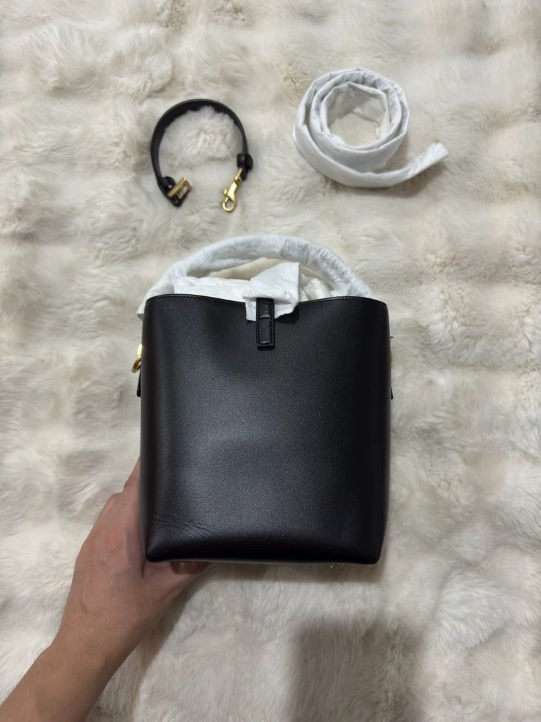 Saint Laurent Paris Saint Laurent Paris Small black gold cowhide bucket hobo b Size ONE SIZE - 3 Thumbnail