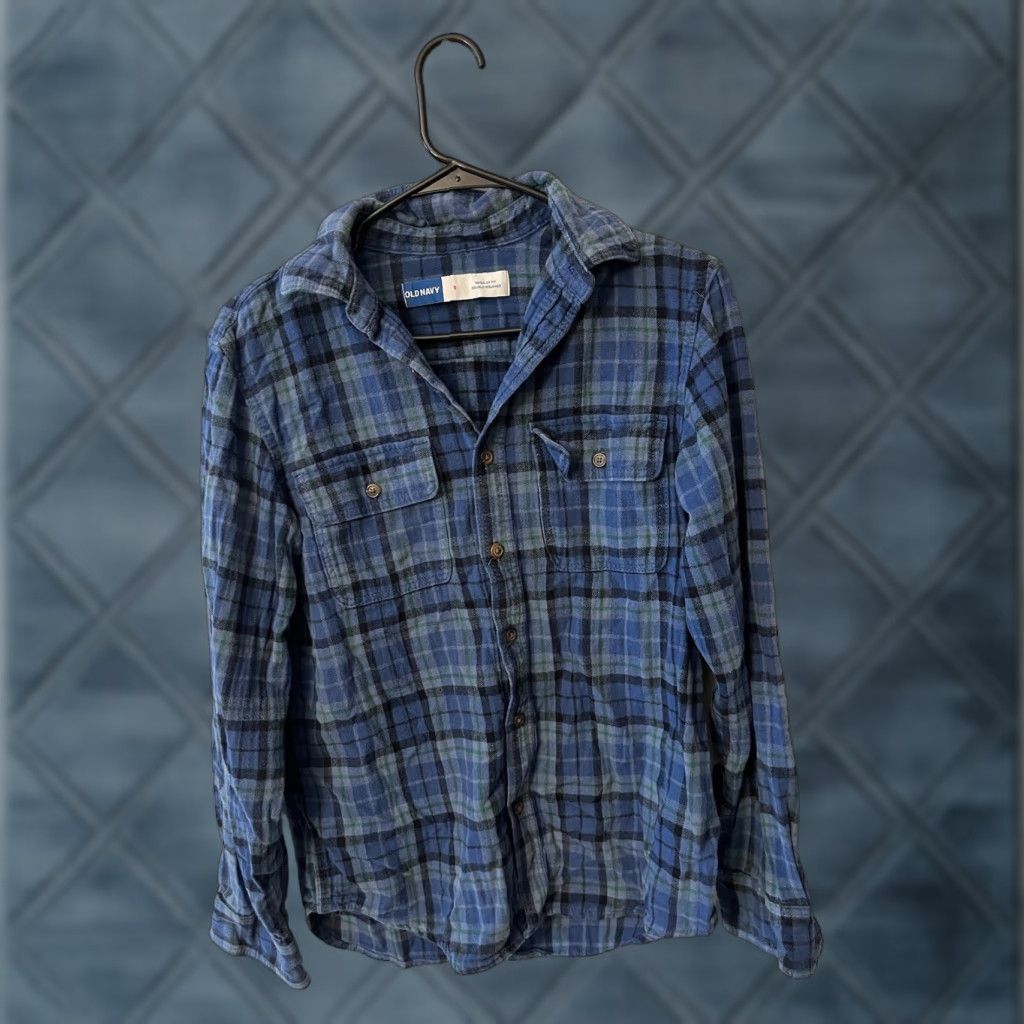 Old Navy Old Navy Shirt Mens Small Blue Plaid Flannel Double Brushed Regular Fit Size US S / EU 44-46 / 1 - 1 Thumbnail