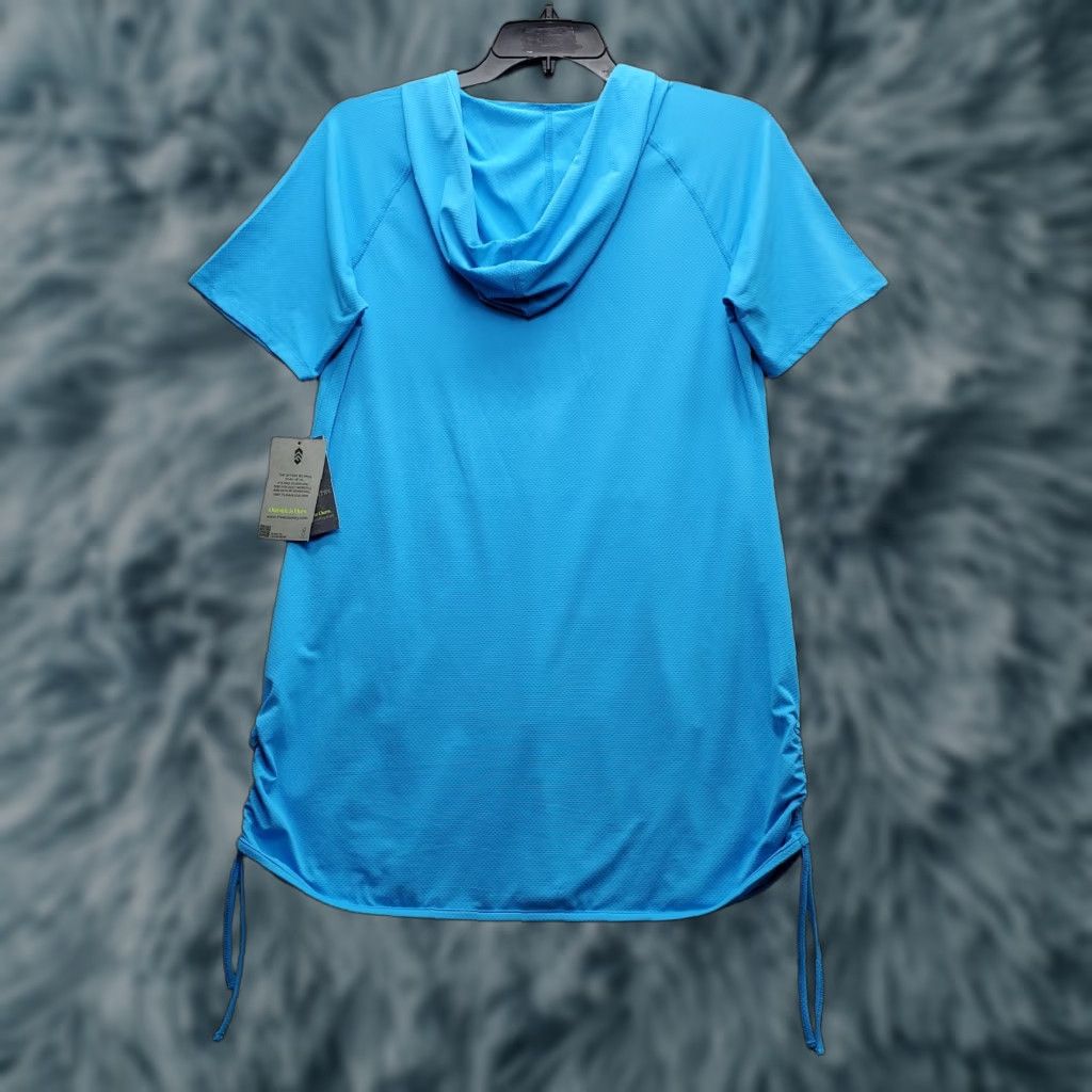 Free Country Free Country Sundress Women L Blue Short Sleeves Ruched UPF 50 SZLSS5808 Size 36" / US 14 / IT 50 - 1 Thumbnail