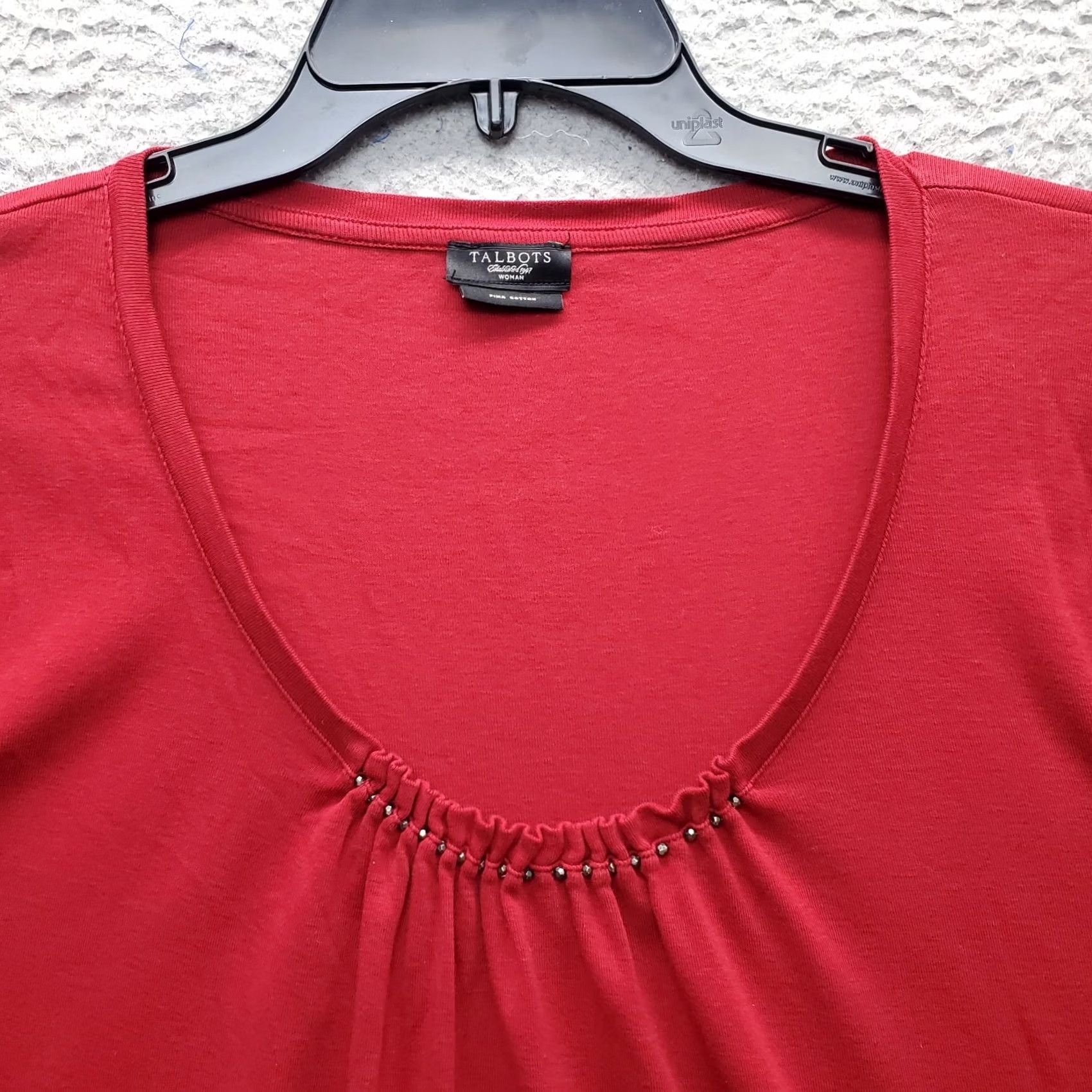 Talbots Talbots Blouse Womens Red Long Sleeve Beaded Pleated Scoop Neck Pullover XL Shirt Women Size XL / US 12-14 / IT 48-50 - 5 Thumbnail