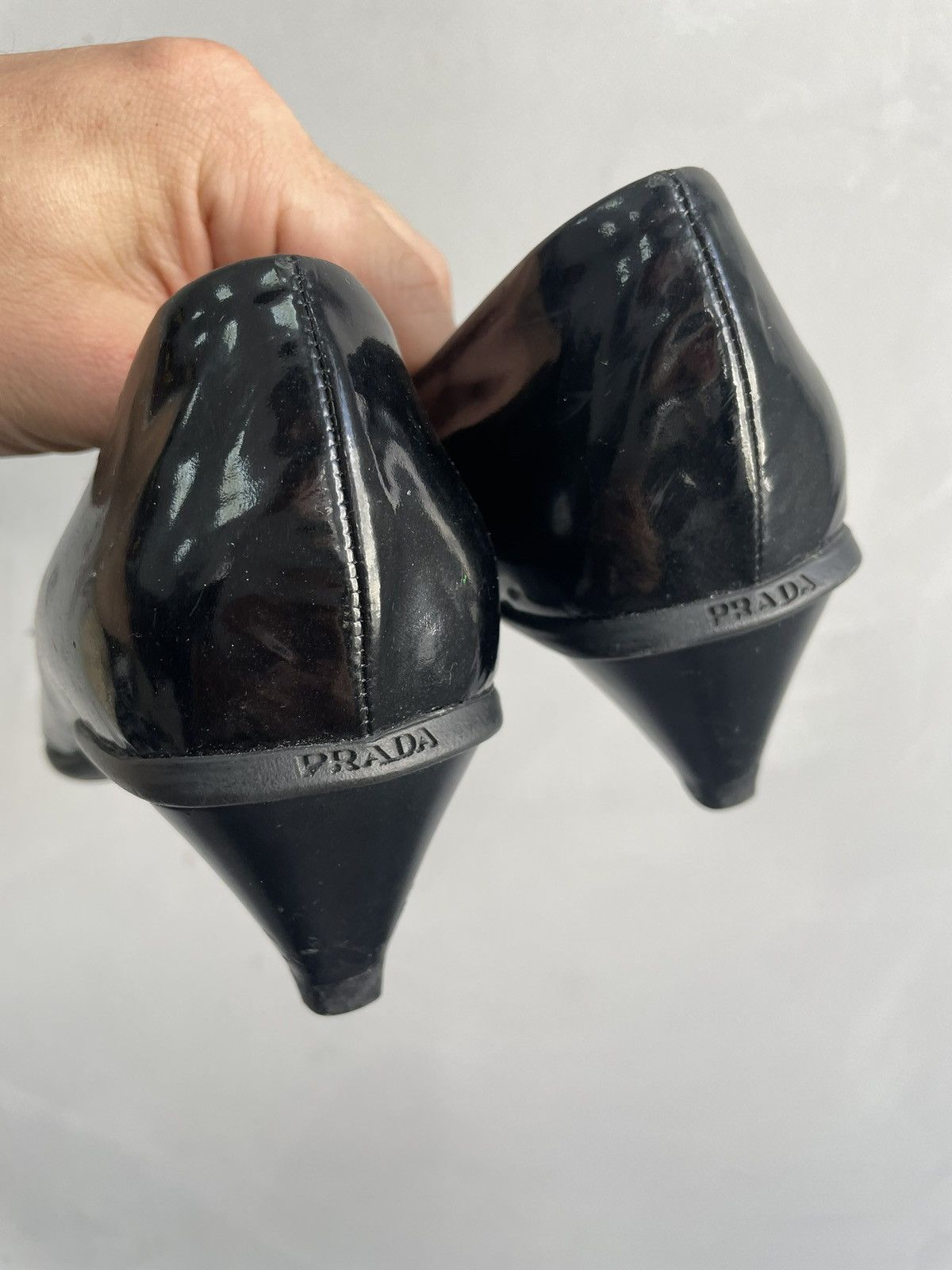 Prada PRADA Kitten Heels Patent Leather Mules Pointed Toe 37 / 7 Size US 7 / IT 37 - 10 Thumbnail