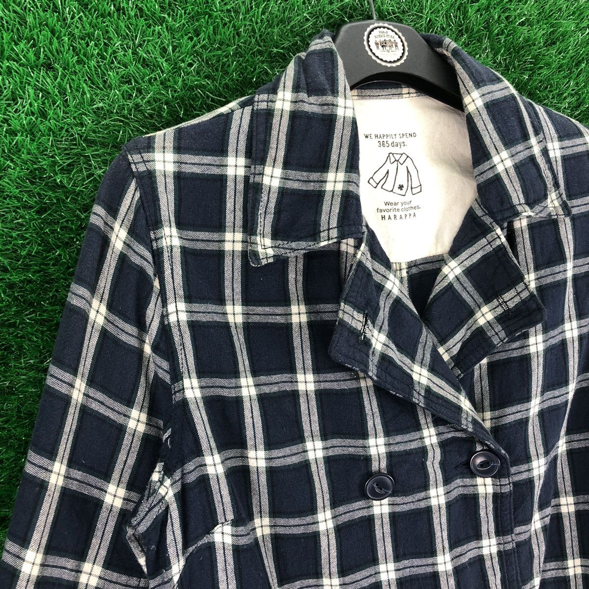 Japanese Brand Vintage Double Breasted Checkered Jacket by Harappa Size S / US 4 / IT 40 - 2 Thumbnail